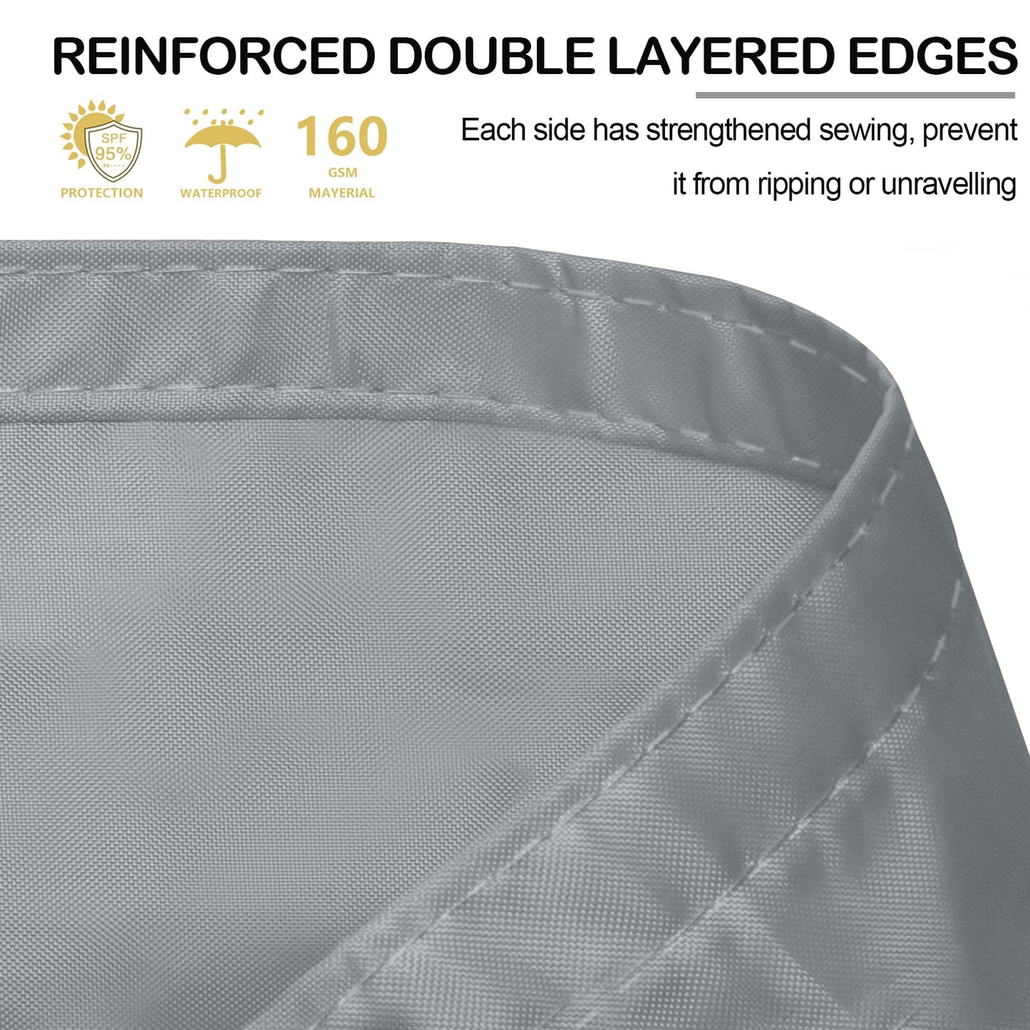 Sun Shade Sail, 10'x13' Rectangle Sunscreen Awning Canopy, Waterproof Shade Sail, 95% UV Block with Free Rope, for Outdoors, Garden, Patio, Yard, Party(Grey)