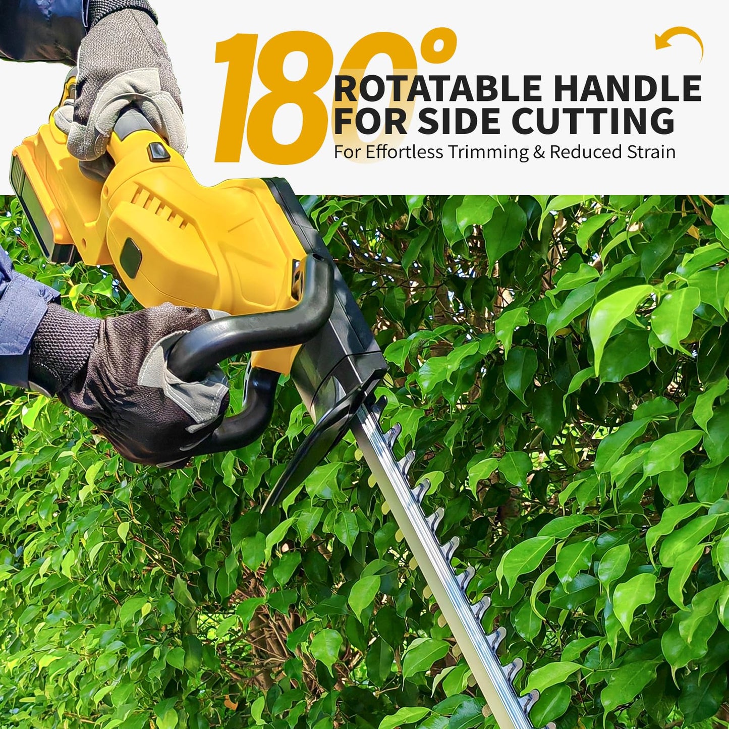 Cordless Hedge Trimmer with Rotatable Handle for Dewalt 20V Battery, 52cm Brushless Motor Trimmers Battery Powered, Electric Hedge Trimmer Cordless Bush Trimmers for Garden, Yard(Battery Not Included)