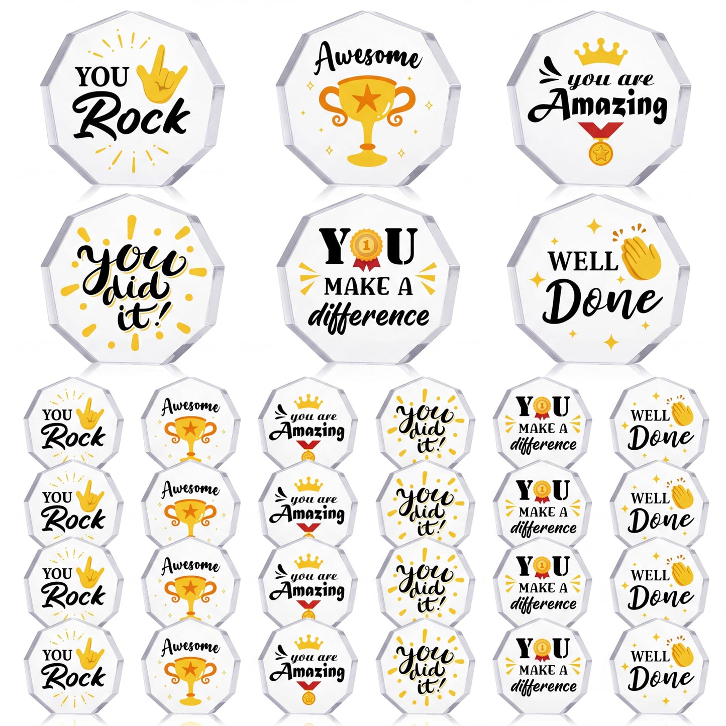 Janmercy 24 Pcs Appreciation Acrylic Awards Graduation Mini Trophies Bulk for Students End of Year Classroom Prizes Thank You Gifts for Graduation Party Office Team Volunteer Appreciation (Medal)