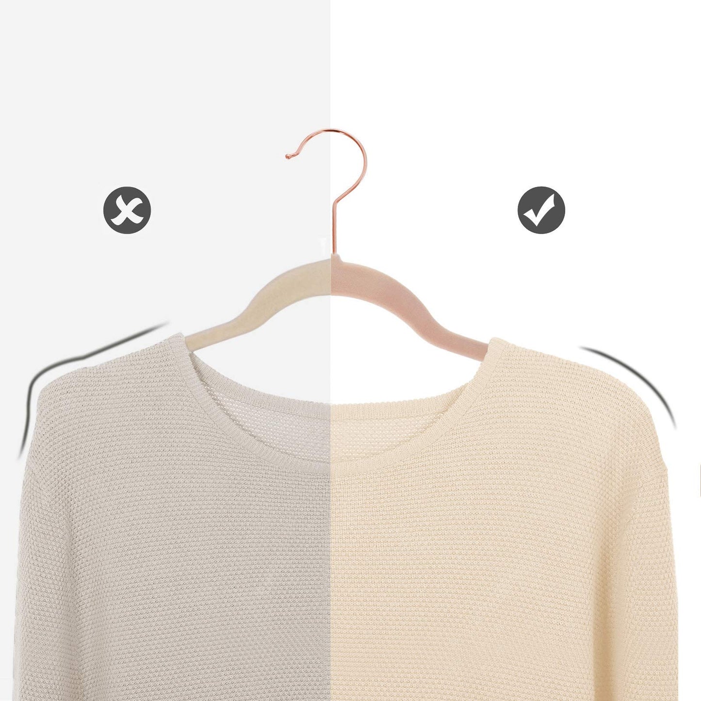 SONGMICS Velvet Hangers, Non-Slip Hanger, Rose Gold Color Swivel Hook, 50-Pack, Pink UCRF026P02
