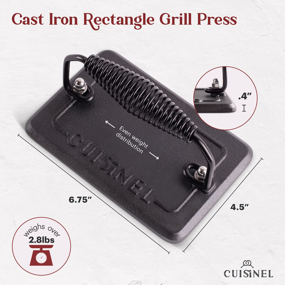 Cast Iron Griddle/Grill + Burger Press + Pan Scrapers - Reversible Pre-Seasoned 16.75" X 9.5"-inch Dual Handle Flat Skillet and Griller Pan + Cleaning Accessories - Indoor/Outdoor Stove Burner Safe