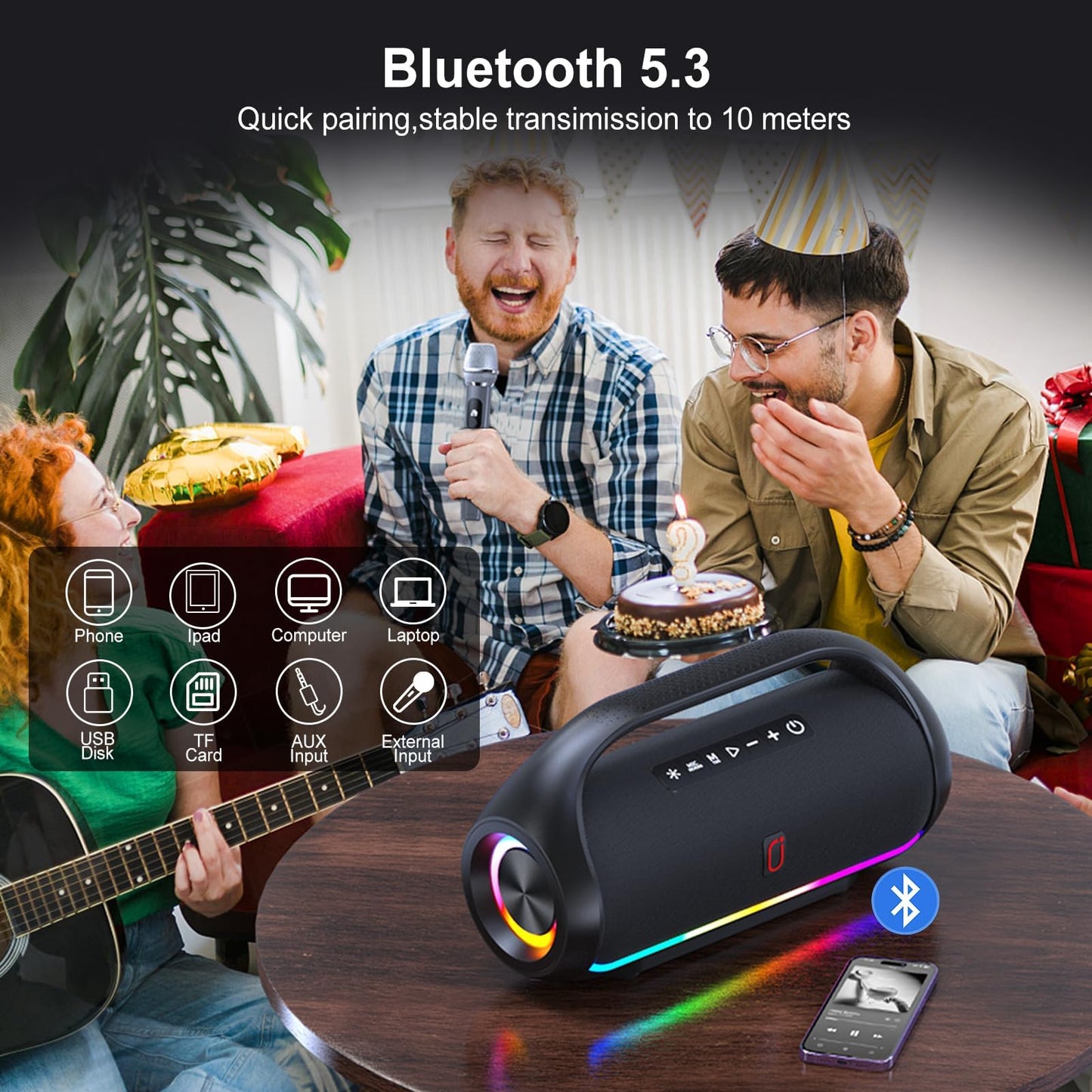 Karaoke Machine with 2 Microphones, Portable Karaoke Speaker for Adults and Kids (D20)