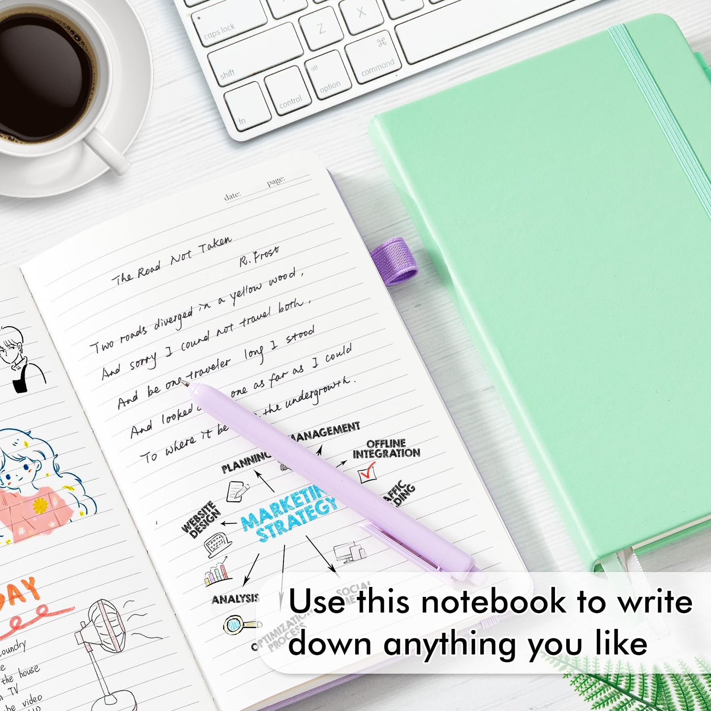 feela Journal Notebook Bulk for School, Hardcover Business Classic Ruled Lined Journals with Pen Holder for Work Office Journaling, with 5 Black Pens, 120 GSM, 5.1”x8.3”, 5 Pack, A5, Pastel Colors