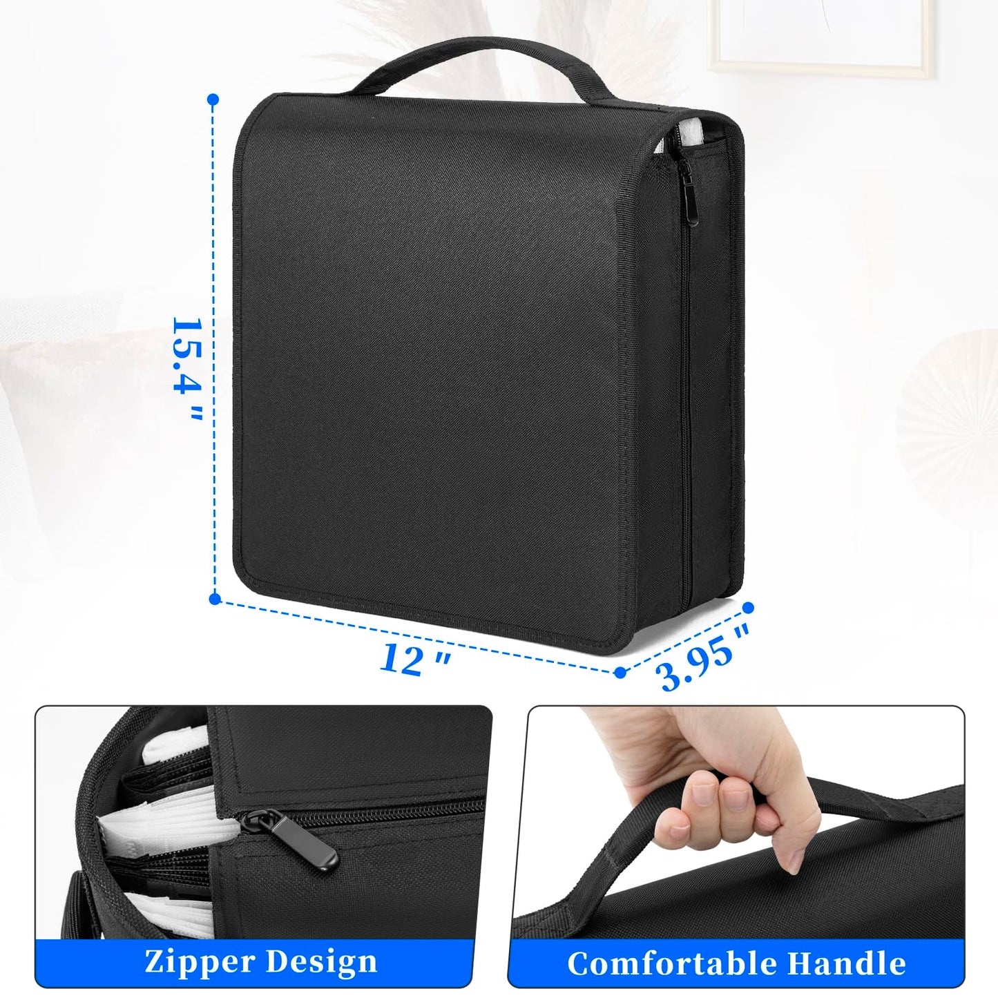AKOZLIN DVD CD Storage Case with Extra Wide Title Cover Pages Portable Carrying Binder Holder Wallet Album DVD Case Protective Movie Media Storage Organizer 200 Disk Units, 100 Booklet Pockets,Black