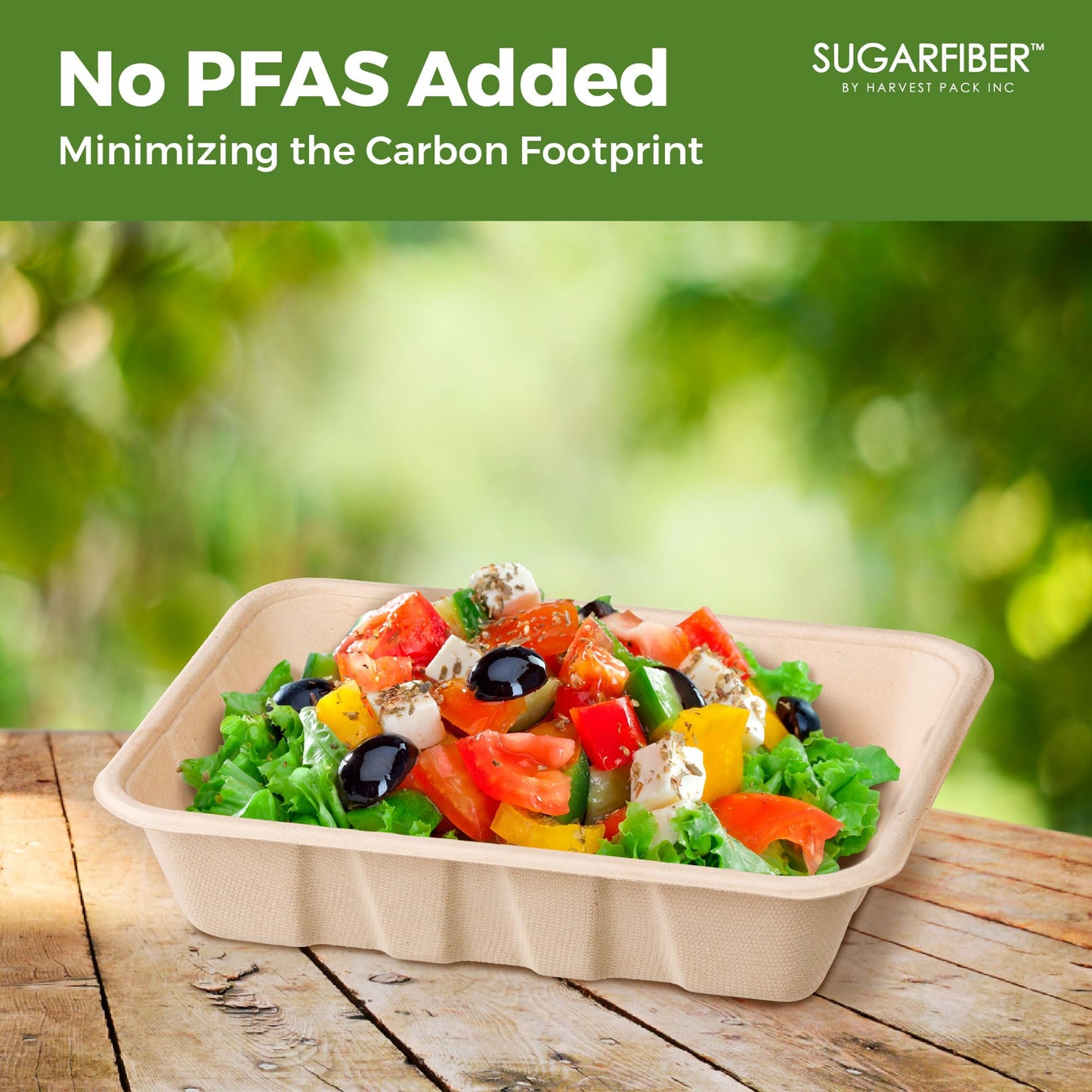 [100 COUNT]Harvest Pack 32 oz Compostable Food Trays, 8.49" x 6.45" x 1.86" Disposable PFAS FREE Food Container, Bagasse Rectangle Paper Plates, Sugarcane Eco-Friendly Plant Fibers, No Lids included