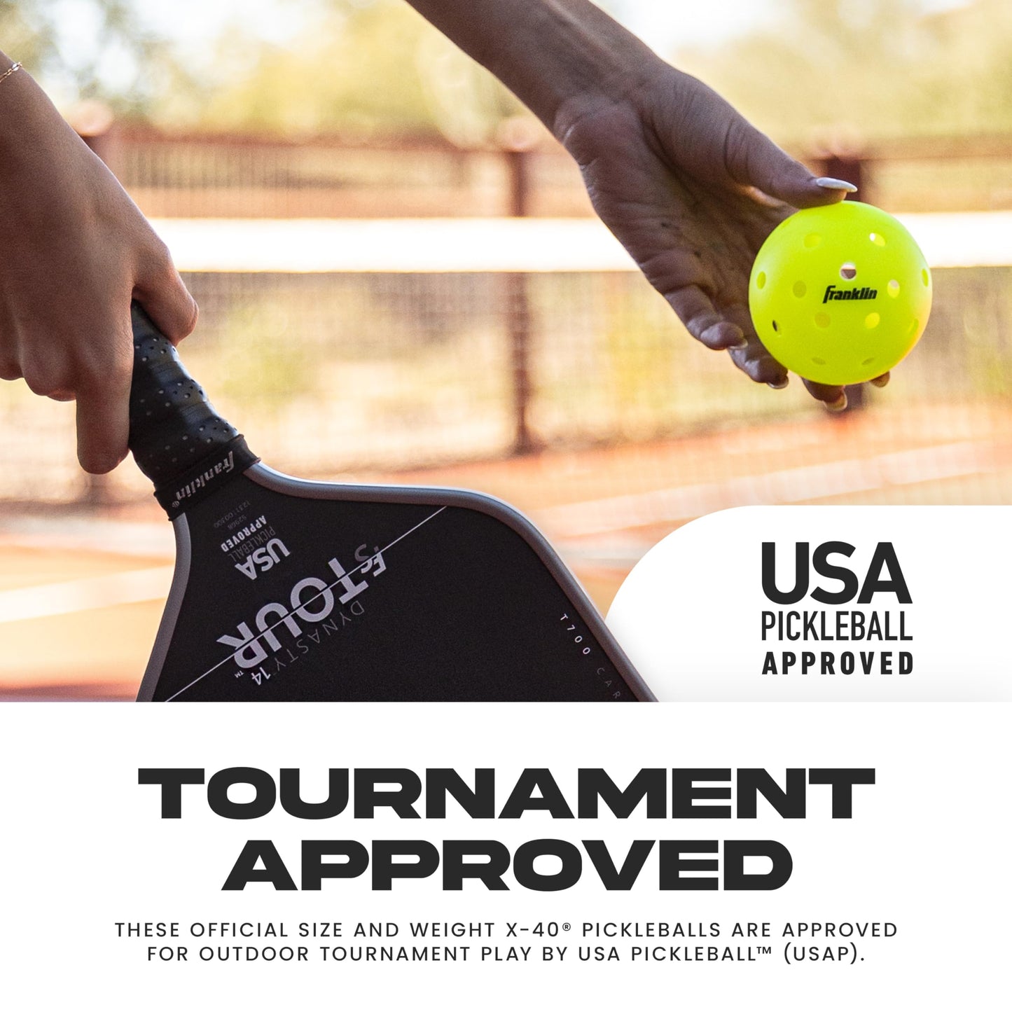 Franklin Sports X-40 Pickleballs - Outdoor Pickleballs - 12 Pack Bulk - USA Pickleball Approved - Lava - Official Ball of US Open Pickleball Championships