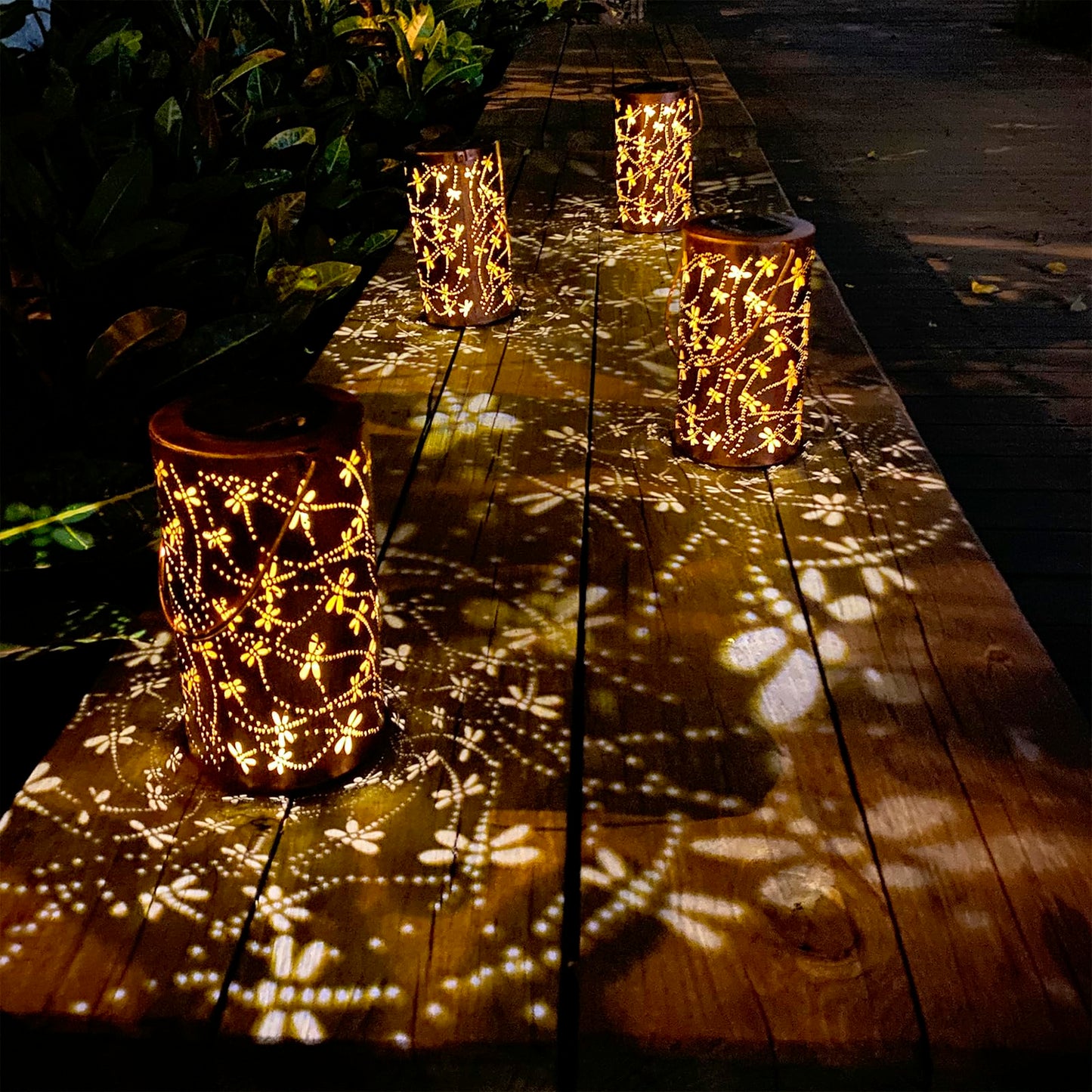Dragonfly Solar Lanterns Outdoor Hanging, Hollowed-Out Metal Waterproof LED Garden Decor Light for Patio Yard Pathway Lawn Front Porch Tree, Christmas Thanksgiving Birthday Gifts for Women Mom Grandma