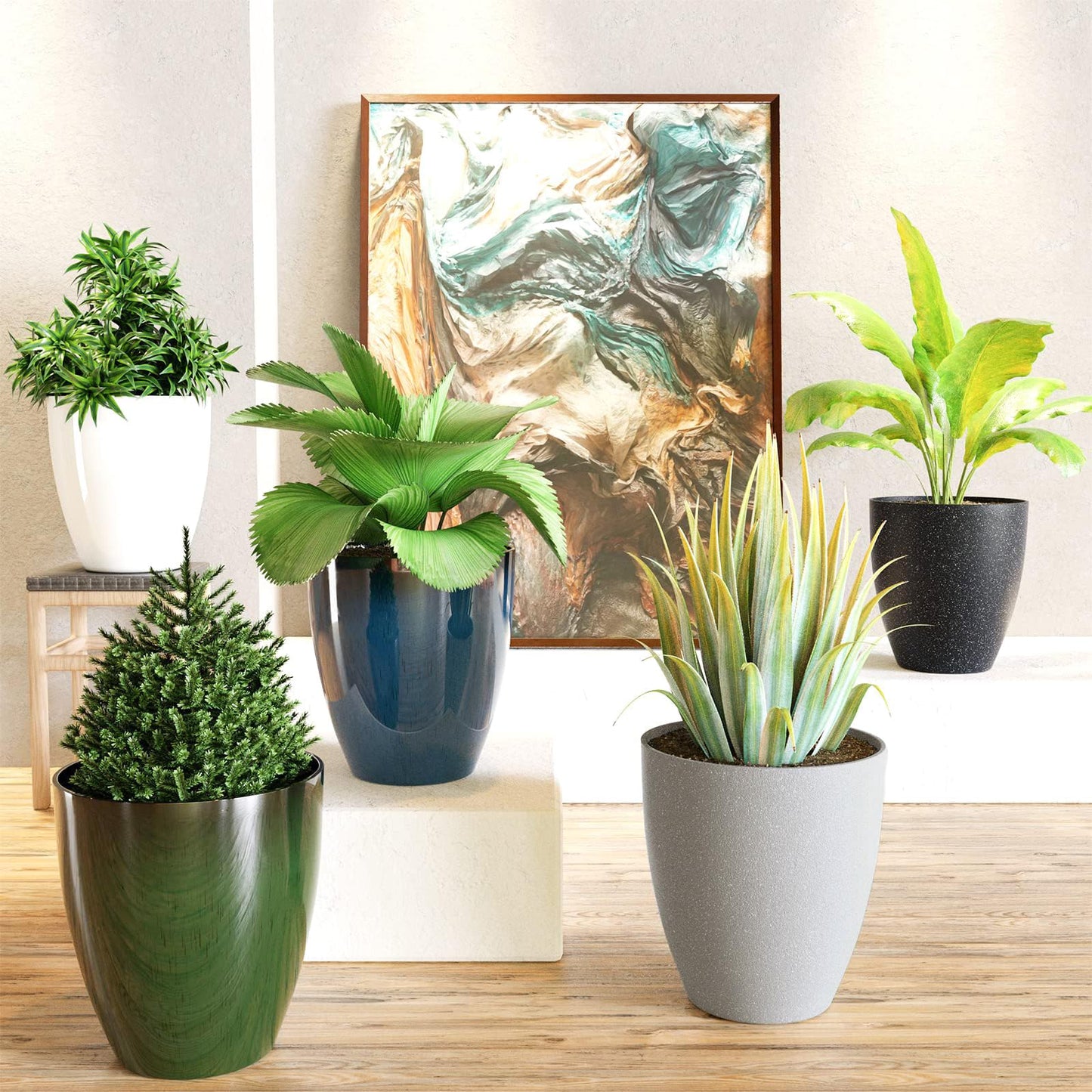 10 inch Planters for Indoor & Outdoor Plants, 2 Pack Sturdy Plant-Flower-Tree Pots for Front Porch Patio Deck Living Room Decor