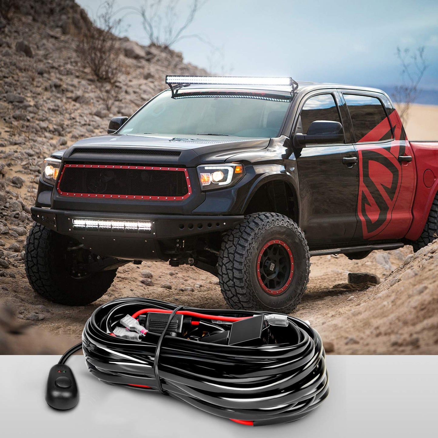 Nilight ZH411-A 12Inch 12 Inch 300W Triple Row Flood Spot Combo 30000LM Led Off Road Lights for Trucks with 16AWG Wiring Harness Kit,2 Years Warranty