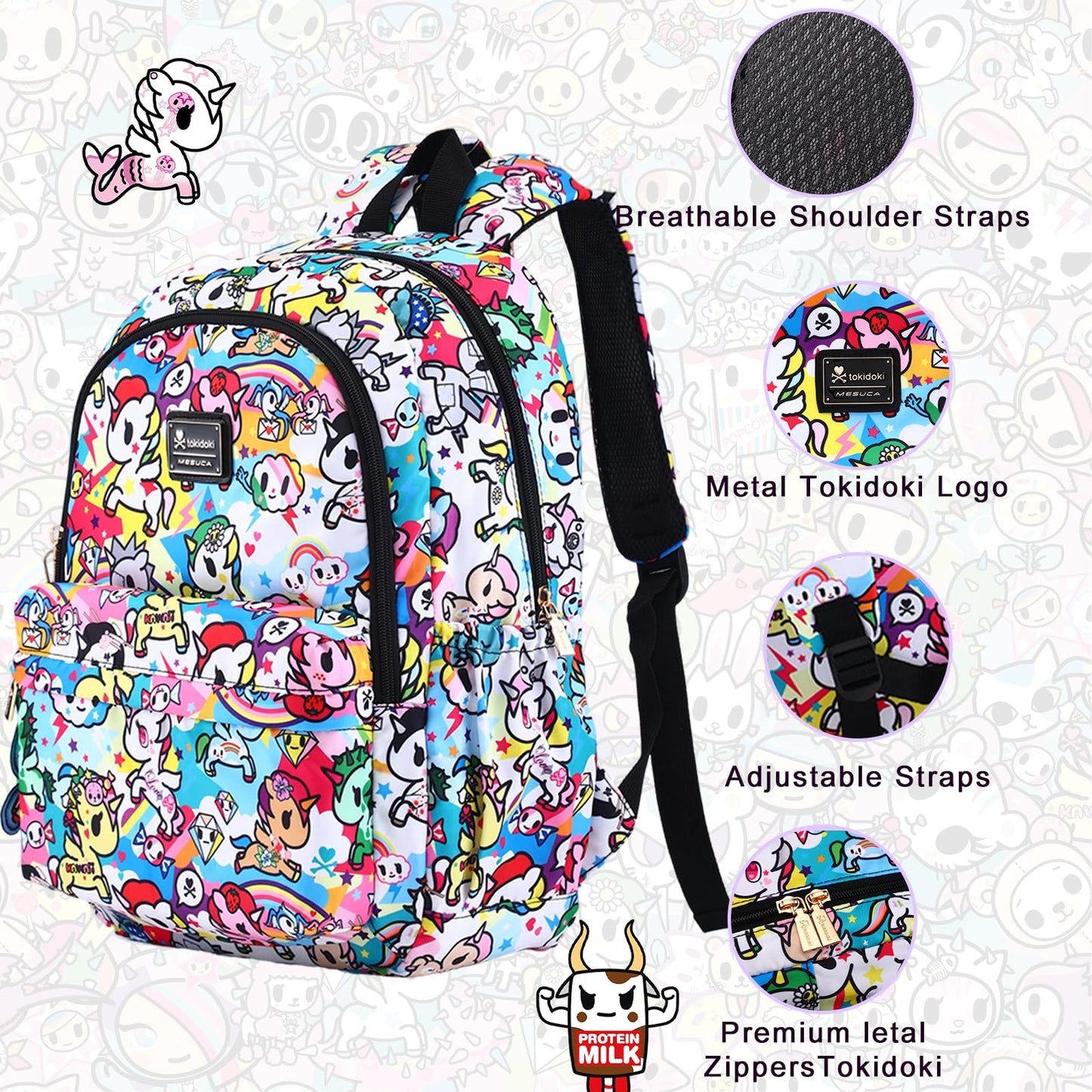 Tokidoki Travel Backpack for Women,Business Sturdy Fits 15.6 Inch Notebook Bookbag Computer Bag Laptop Backpack for Dailyuse Casual Daypack Fashion Anime Bags