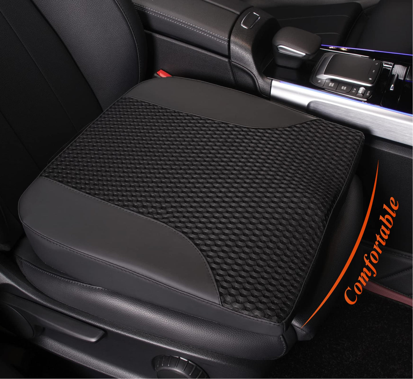 kingphenix Car Seat Cushion – Memory Foam Pad for Driving Comfort – Boosts Height and Relieves Coccyx & Lower Back Pain – Car, Truck, Office Chiar - Black