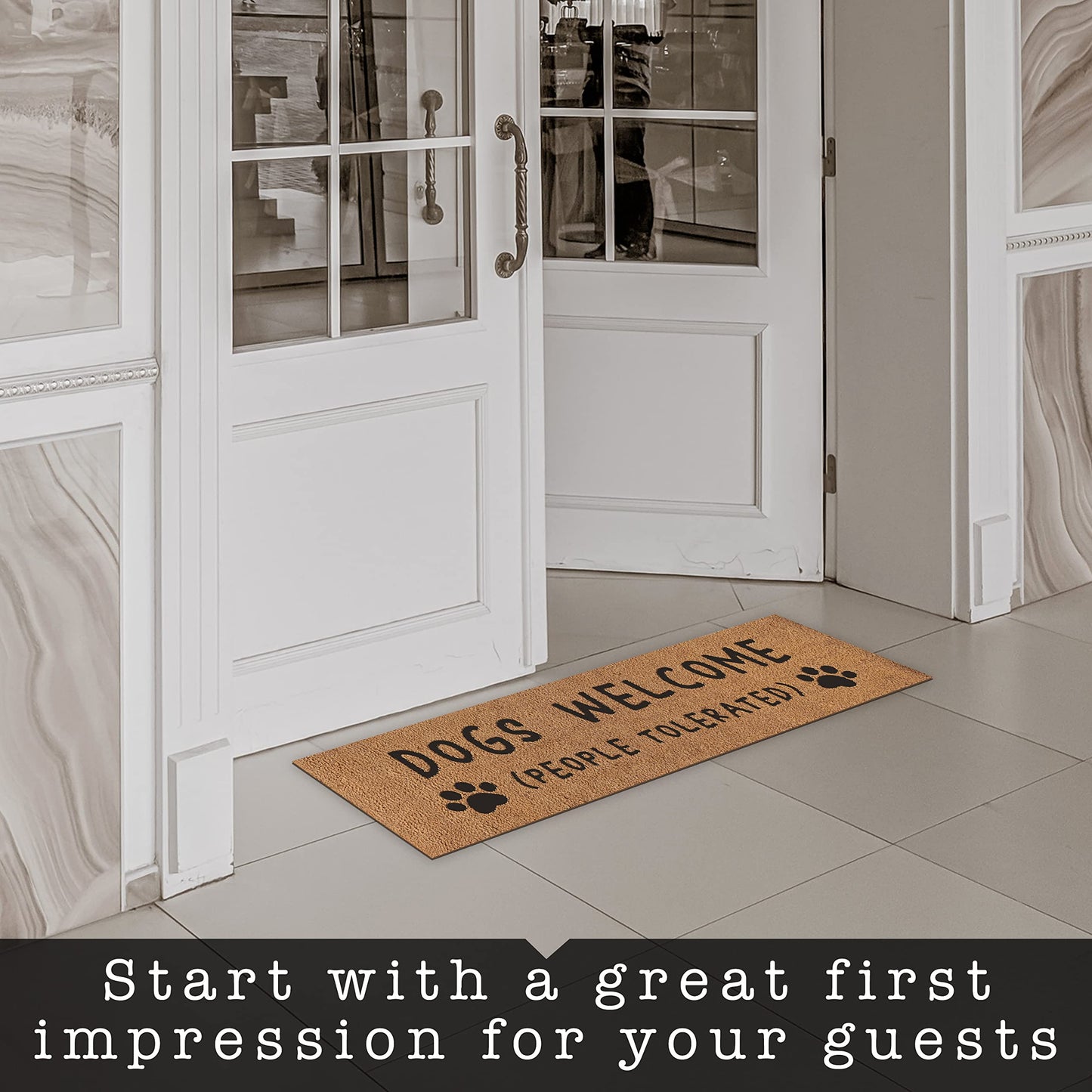 Dogs Welcome People Tolerated Large Door Mat 50x15 Inch, Outdoor Spaces, Dog Welcome Mat, Dogs Entrance Mat, Doggy Welcome Coir Mat, Welcome Mat Dog