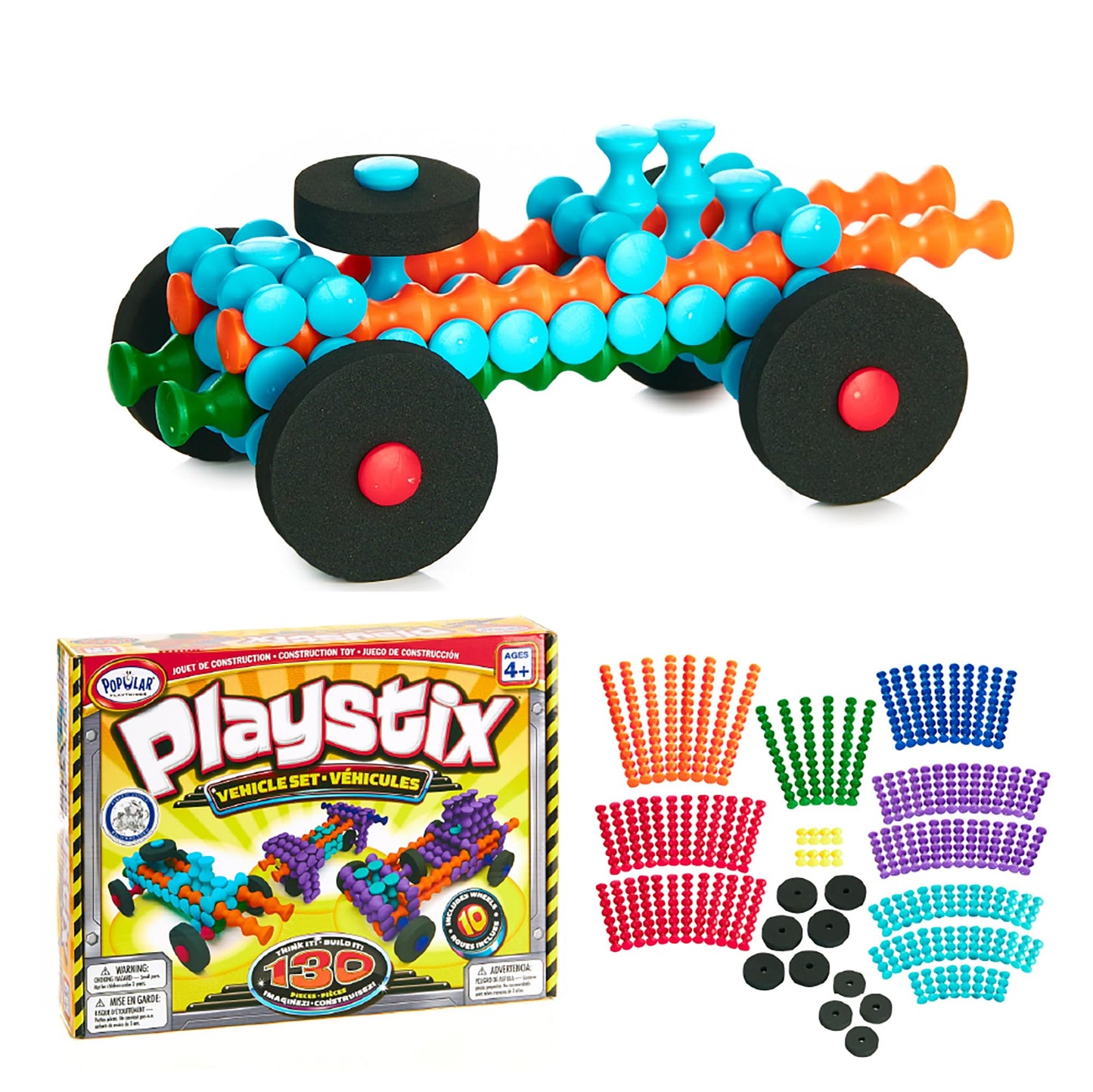 Popular Playthings Playstix Vehicles Set 130 Pieces (Bilingual