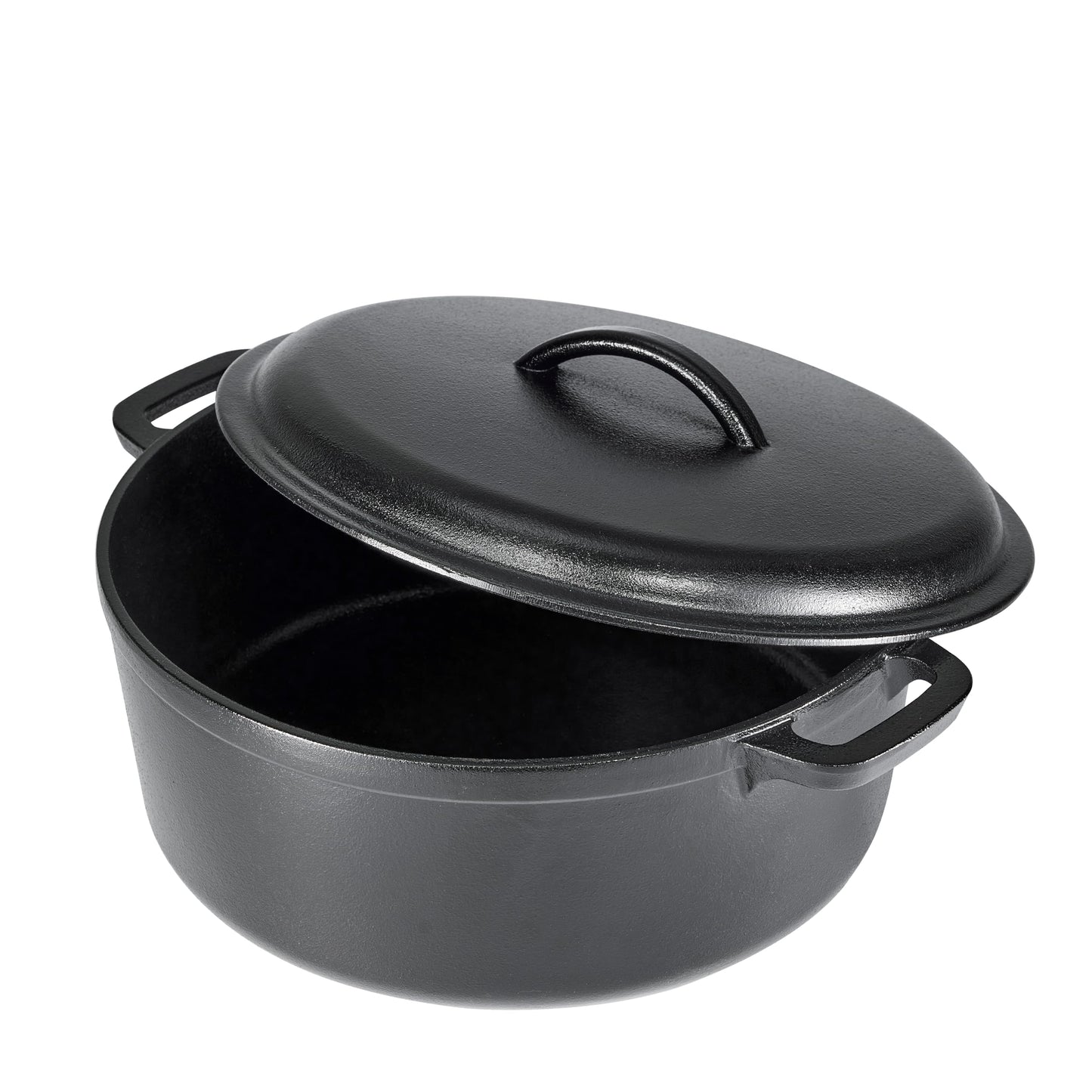 Amazon Basics Pre-Seasoned Cast Iron Dutch Oven Pot with Lid and Dual Handles, Heavy-Duty & Large, 7-Quart, Black