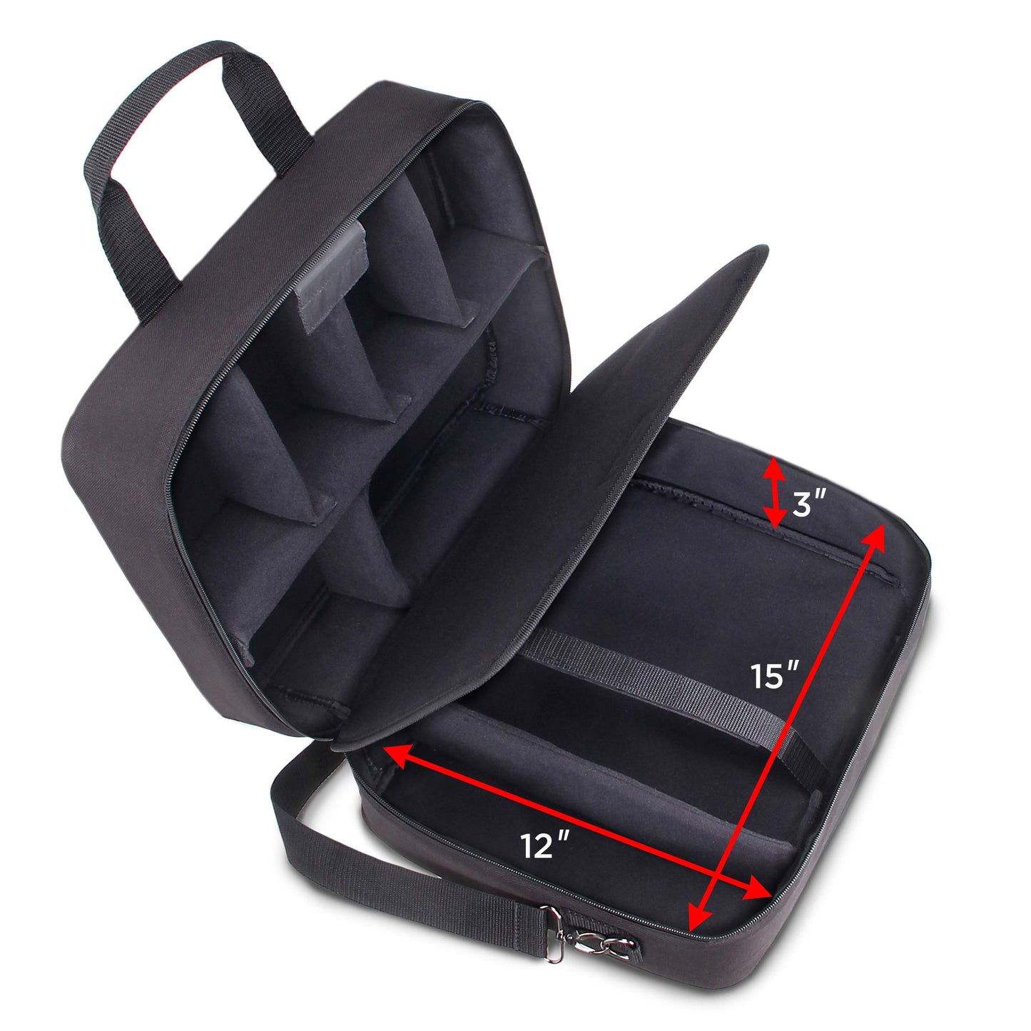USA GEAR Audio Mixer Case - Podcast Mixer Travel Case with Scratch-Resistant Interior & Customizable Storage - Compatible with RODECaster Pro, RODECaster Pro II, RC Duo & More Audio Equipment (Black)
