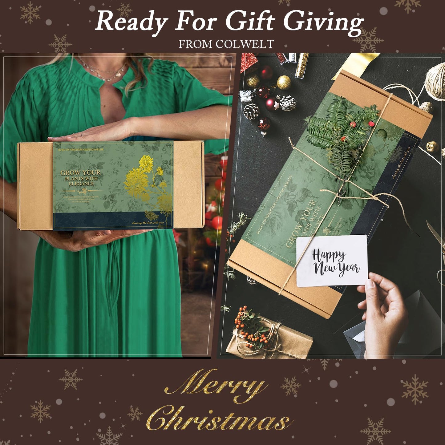 Colwelt Garden Tools Set, 8 Piece, Heavy Duty Gardening Tools with Wooden Handle, Including Garden Tote, Kneeling Pad, Gloves, Pruner, Trowel, Tulip Trowel, Cultivator - Gardening Gifts for Women Men