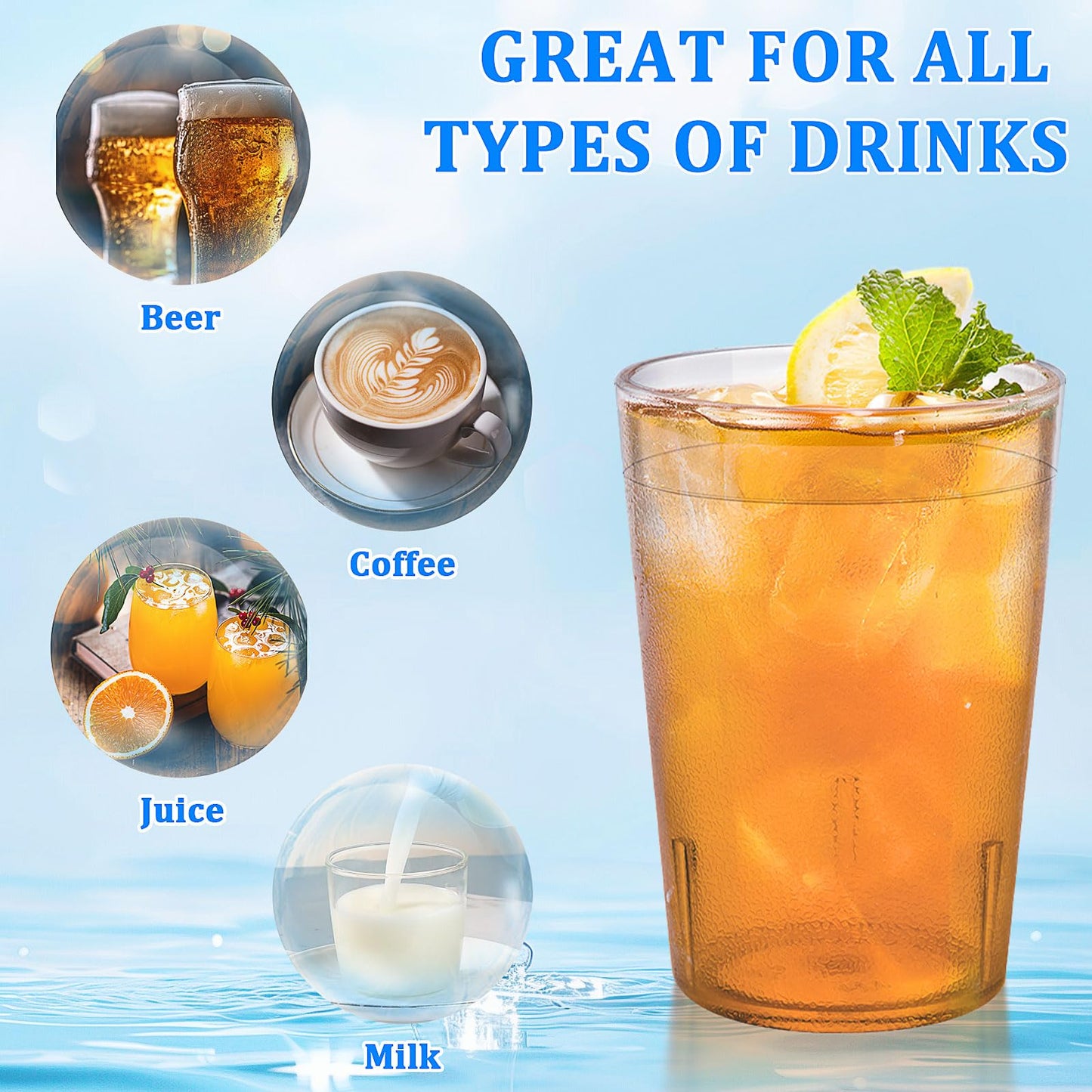 48 Pack 8oz Clear Plastic Cup Restaurant Grade Break Resistant Drinking Glasses are Reusable, Stackable and Shatterproof Drink Tumblers for Cafe Party and Catering Supplies
