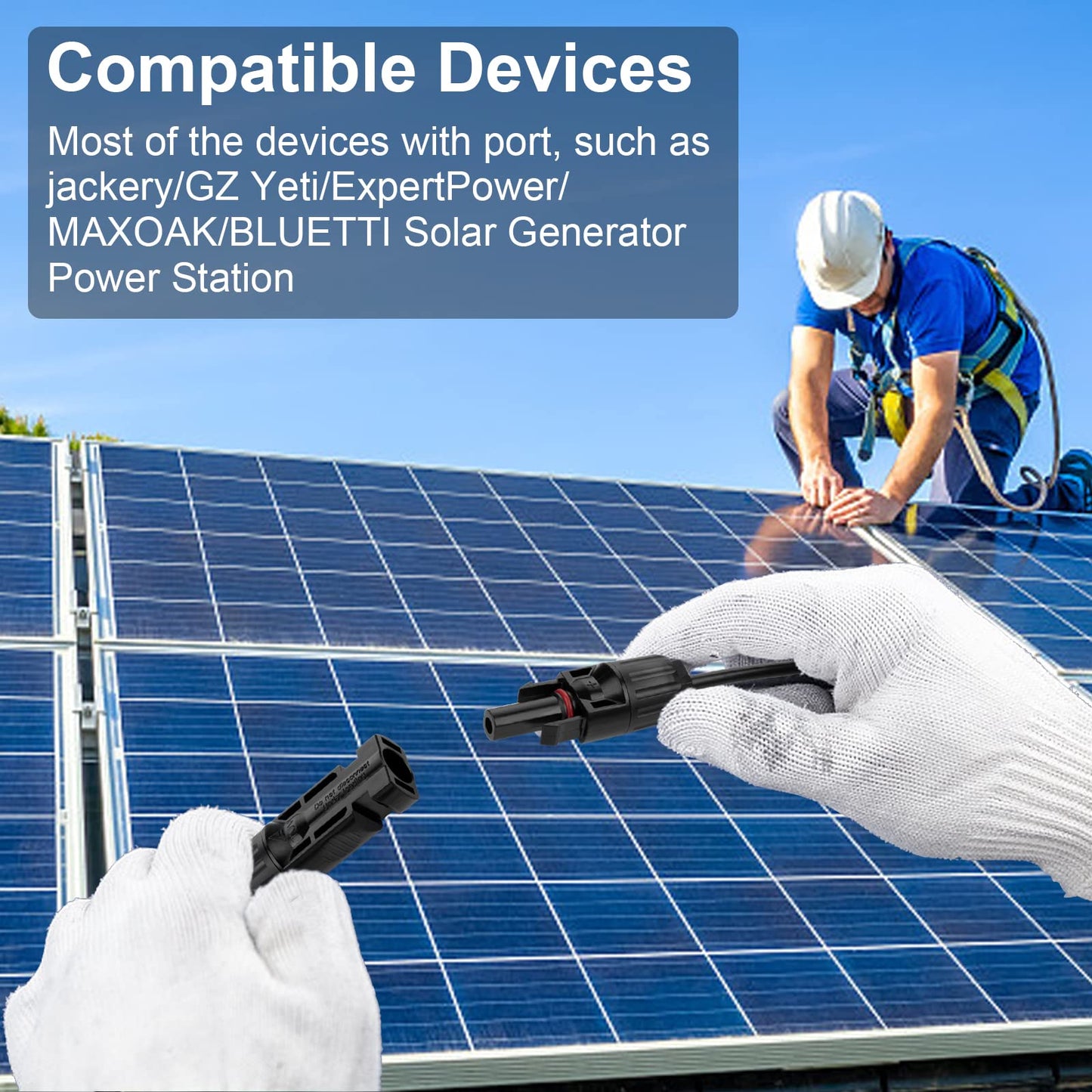 Geosiry 30FT 10AWG Solar Panel Extension Cable, Solar Extension Cable with Female and Male Connector, Solar Cable for Solar Panels, Charge Controller (10AWG 30FT)