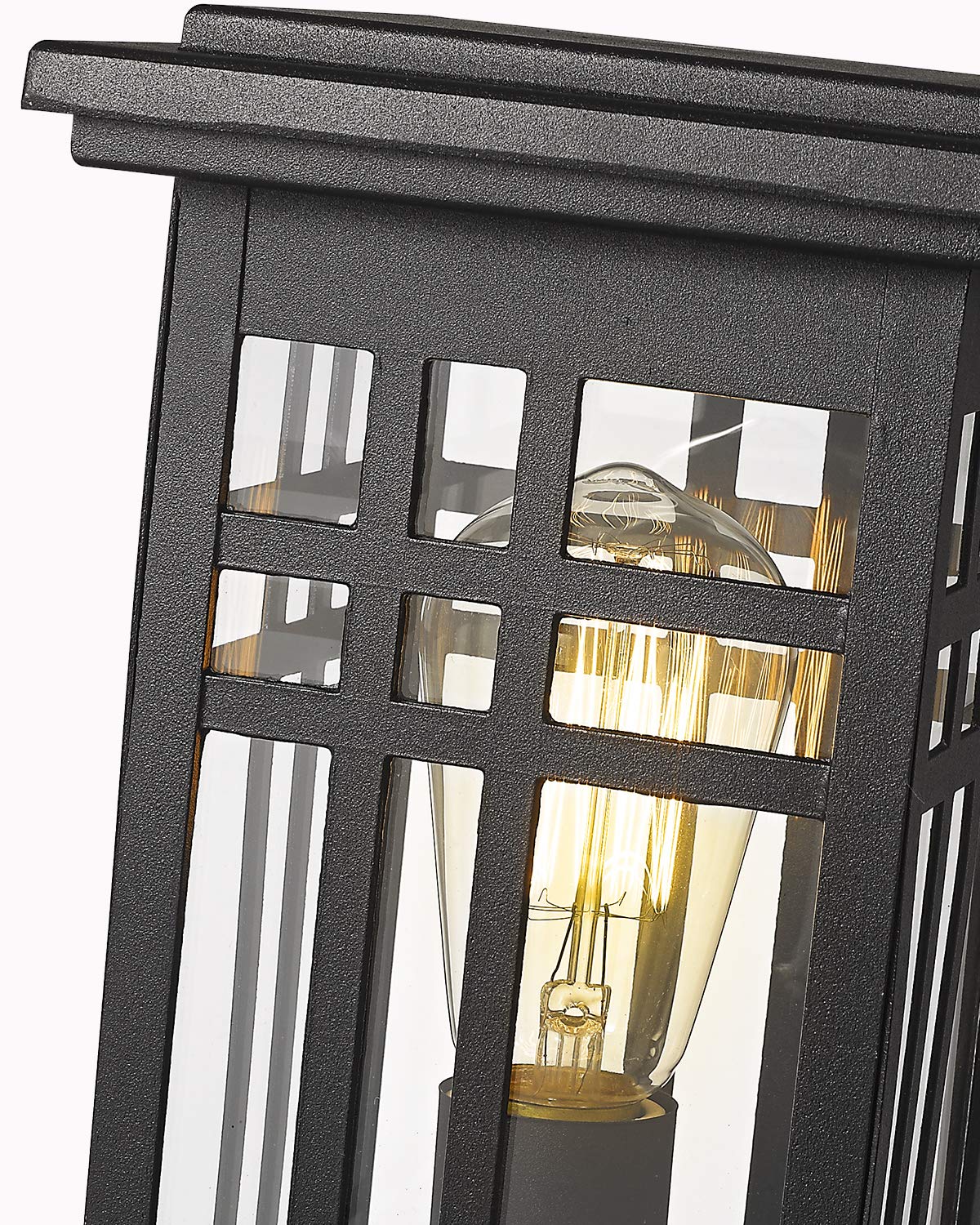 Zeyu Exterior Post Light, Outdoor Pole Lantern Pillar Light Fixture with Clear Glass Shade and Black Finish, 20068-P BK