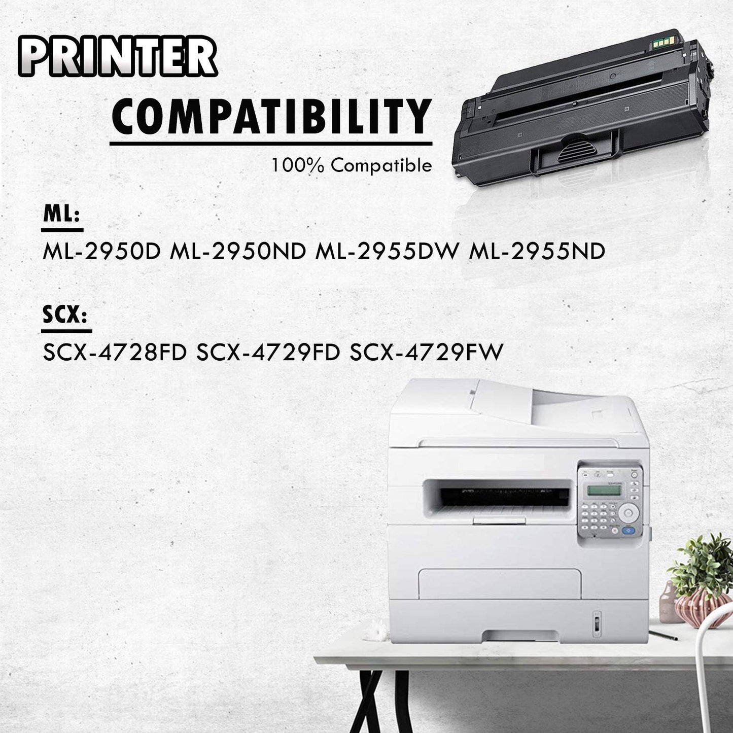 2 Inkfirst Compatible High Yield Toner Cartridges Compatible with Samsung MLT-D103L (MLTD103L) D103L BlackML-2955DW ML-2955ND SCX-4728FD SCX-4729FD SCX-4729FW ML-2950D ML-2950ND