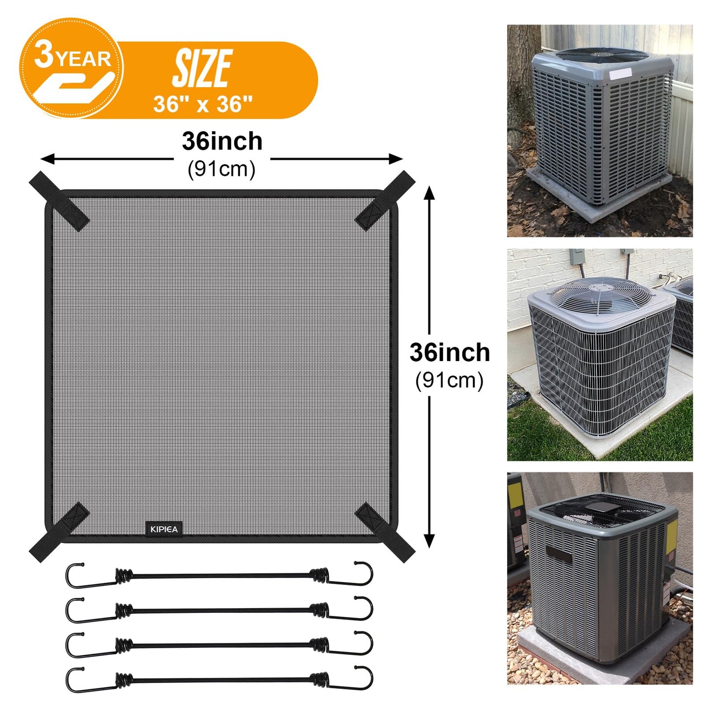 Kipiea Central Air Conditioner Mesh Covers for Outside Units, Top Universal Upgrade Mesh Outdoor AC Unit Cover Defender for All Seasons (36" x 36")