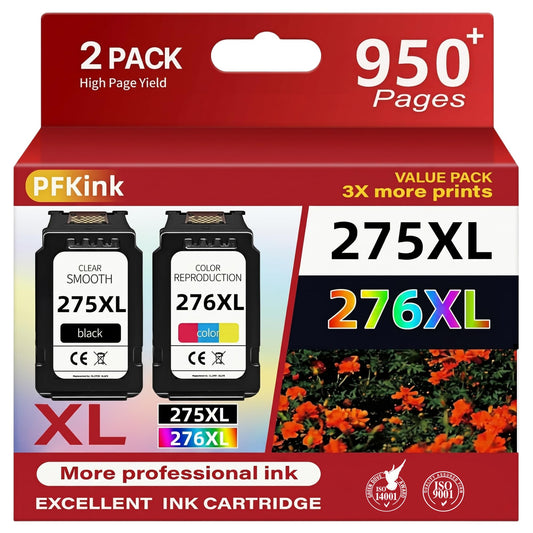 275XL 276XL Ink Cartridge Replacement for Canon 275XL 276XL Pixma TS3500 TR4720 TS3522 TS3722 TS3520 TS3720 TS3500 TR4723 TR4722 TR4700 Printer (2- Pack Combo Black Color)