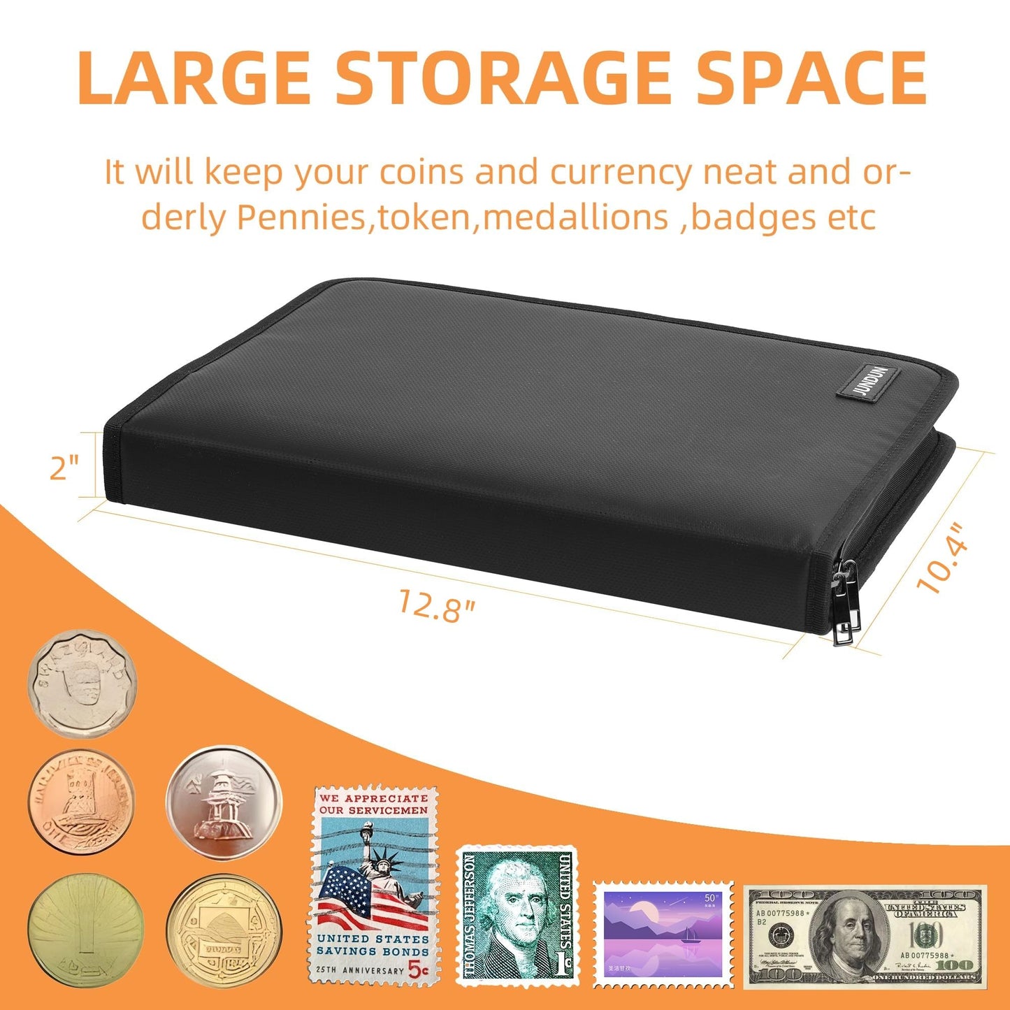 Coin Collection Book Holder for Collectors, 300 Pockets Fireproof Coins Collecting Album & 36 Sleeves Money Storage Case for Coin Currency Collection Supplies, Bill, Pennies, Quarters, Stamp