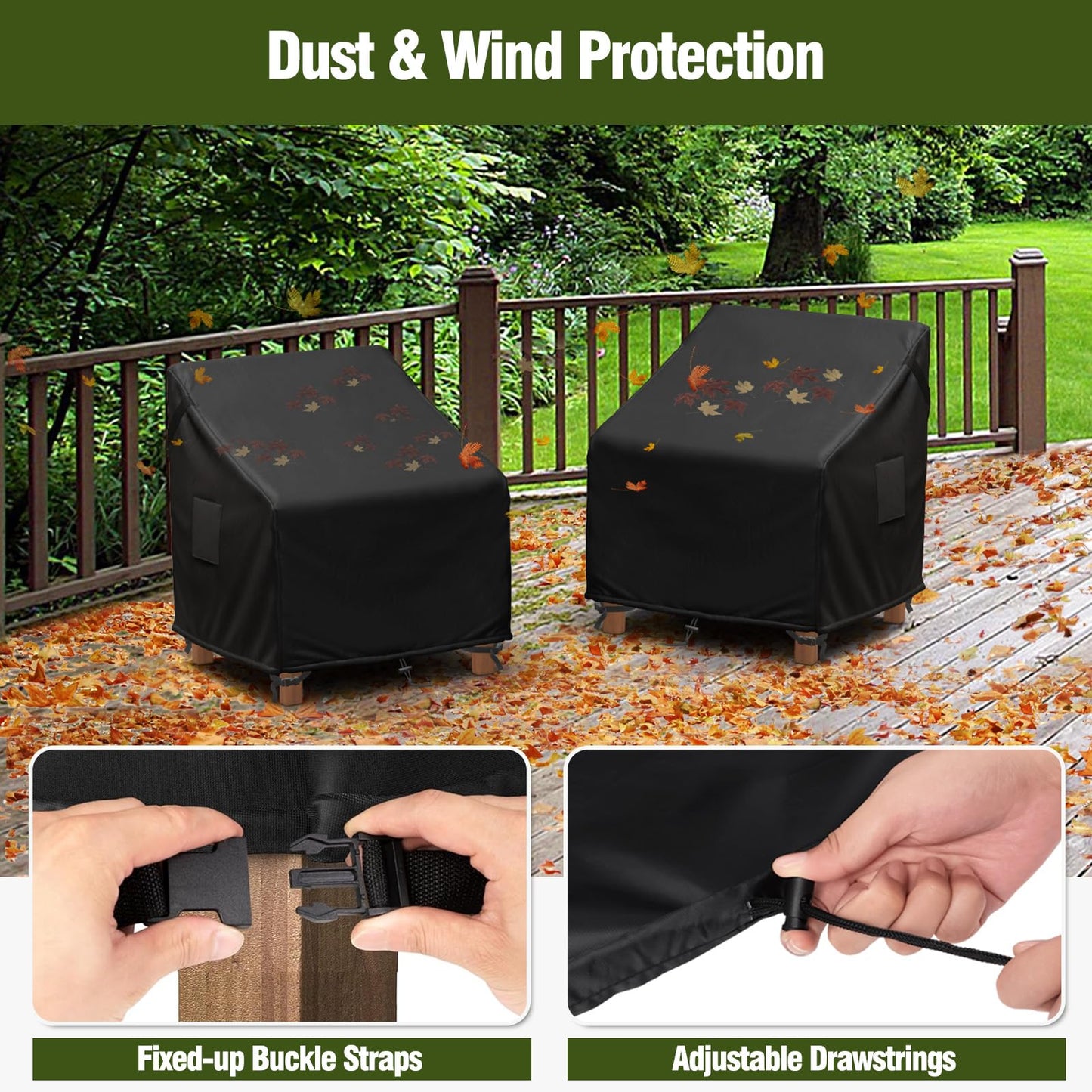 MR. COVER Patio Chair Covers Waterproof, Outdoor Furniture Covers for Rocking & Adirondack Chairs, Fits up to 35" W x 37" D x 36" H, Moisture-Proof & Rip-Resistant, 2 Pack