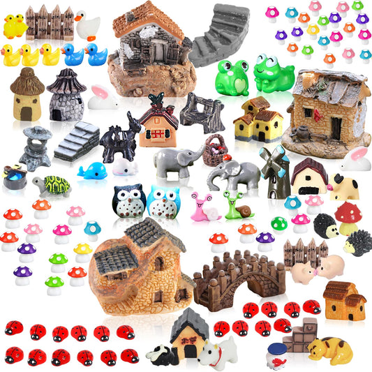 113 PCS Fairy Garden Accessories,Miniature Fairy Garden Accessories Outdoor,Fairy Garden Kit,Fairy Garden Animals, Miniature Figurines,Micro Landscape Ornaments Kit,Garden DIY Kit