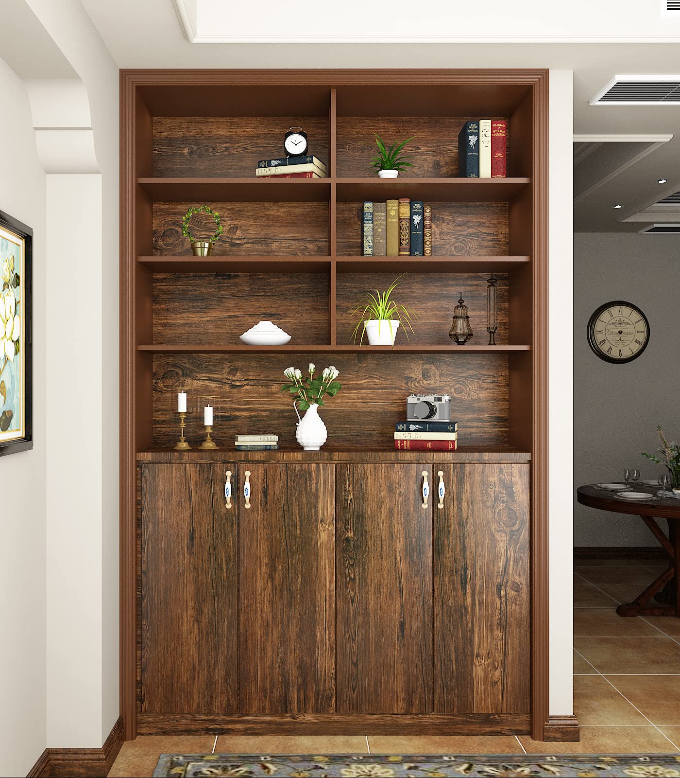 FunStick 24" x 200" Brown Wood Contact Paper for Cabinets Kitchen Countertops Rustic Wood Wallpaper Peel and Stick Distressed Wood Adhesive Paper Thick Wood Grain Removable Wallpaper for Furniture