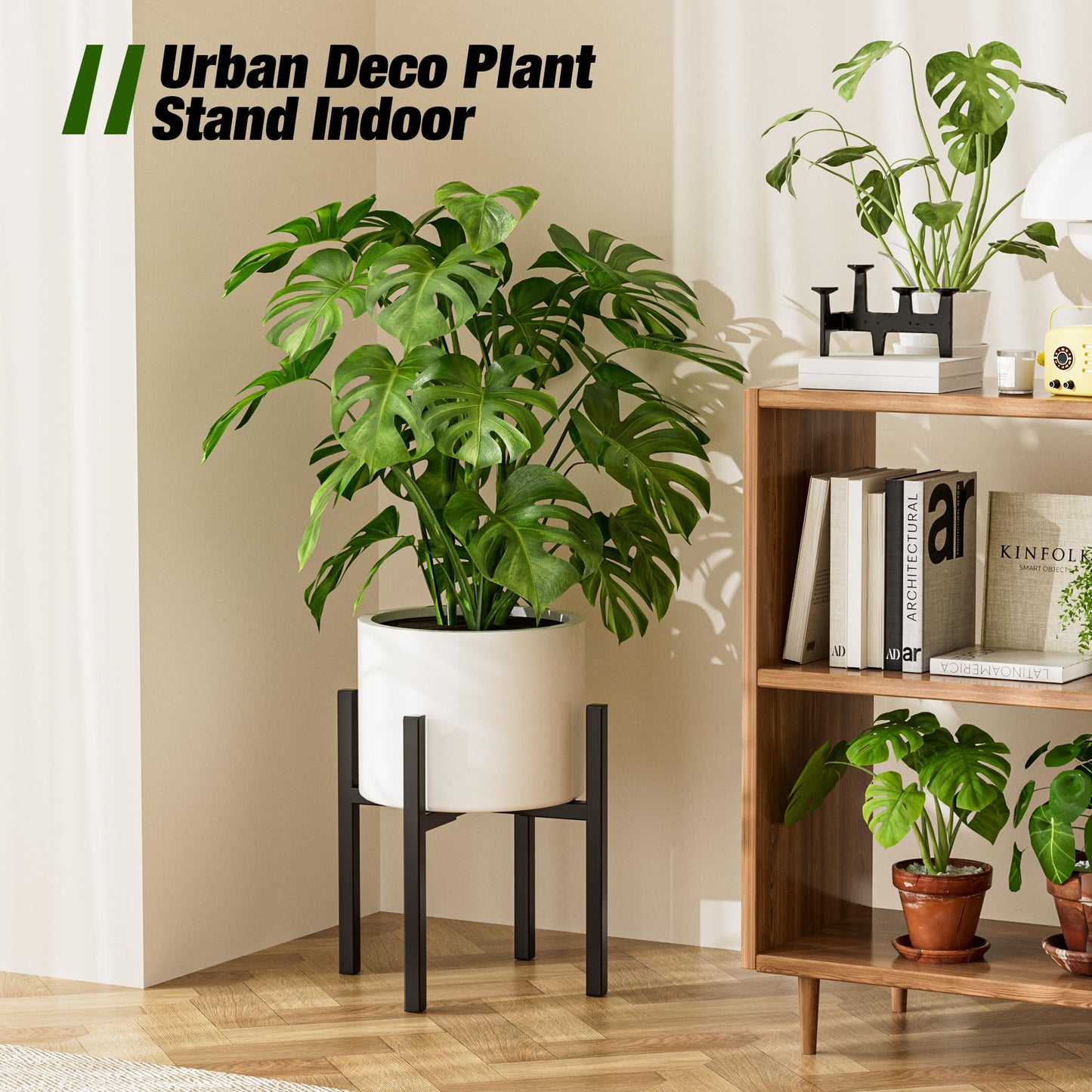 Adjustable Metal Plant Stand Outdoor & Indoor Fits for 8-14 inches Plant Pot Stand Mid Century Modern Planter Pot Holder Corner Plant Stands 2 Packs