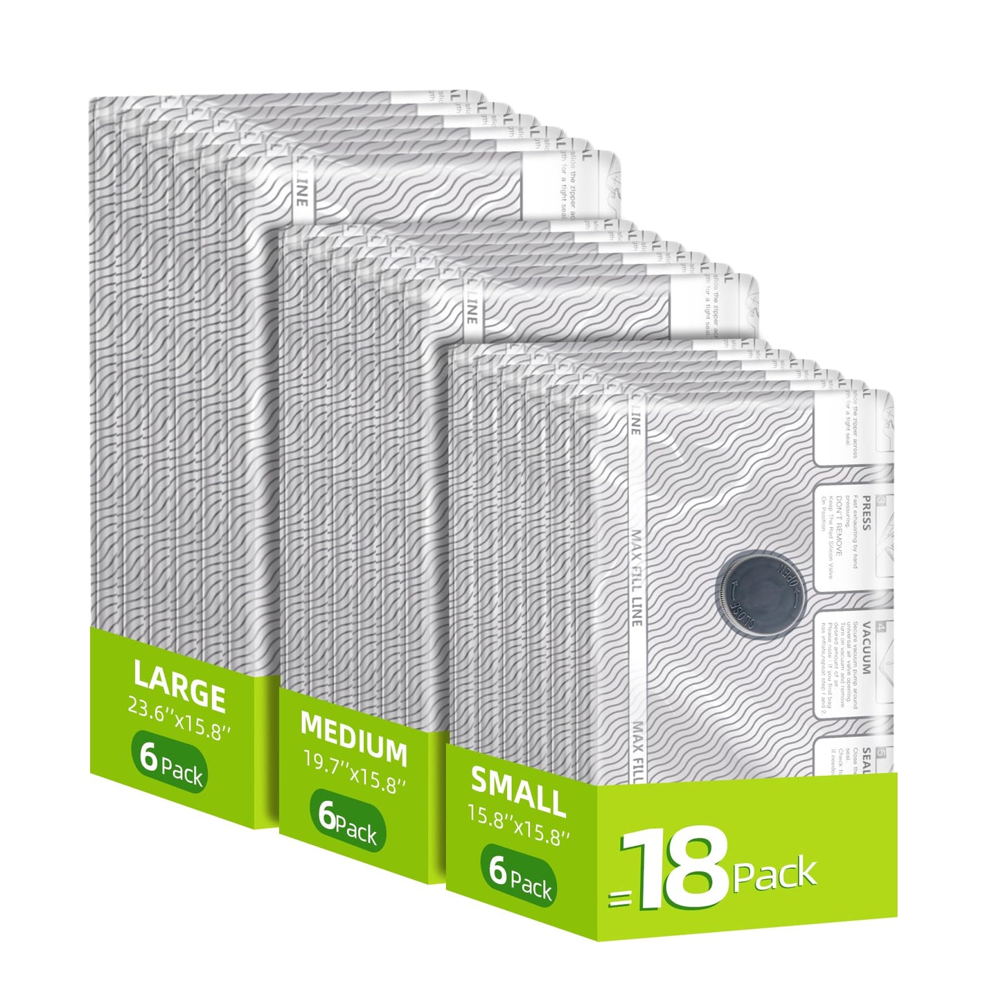 18 Pack Travel Vacuum Bags for Clothing,Compression Seal Packing Cubes for Suitcase Backpack,Vacuum Seal Bags for Clothing,Carry-on Size Space Saver Storage Bags 80% for Travel & Home(No pump)