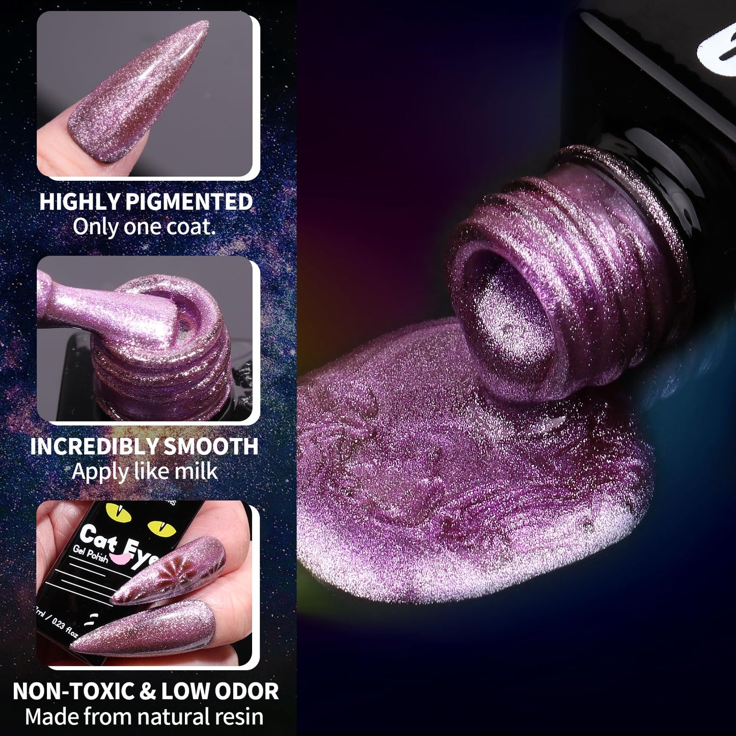 Clara Colors Magnetic Nail Polish - 20 Colors Cat Eye Gel Polish Kit Holographic Glitter Cat Eye Gel Nail Polish with 4 Magnet, Black White Base Top Coat Gel Soak Off LED Manicure Salon DIY Art Gifts for Her