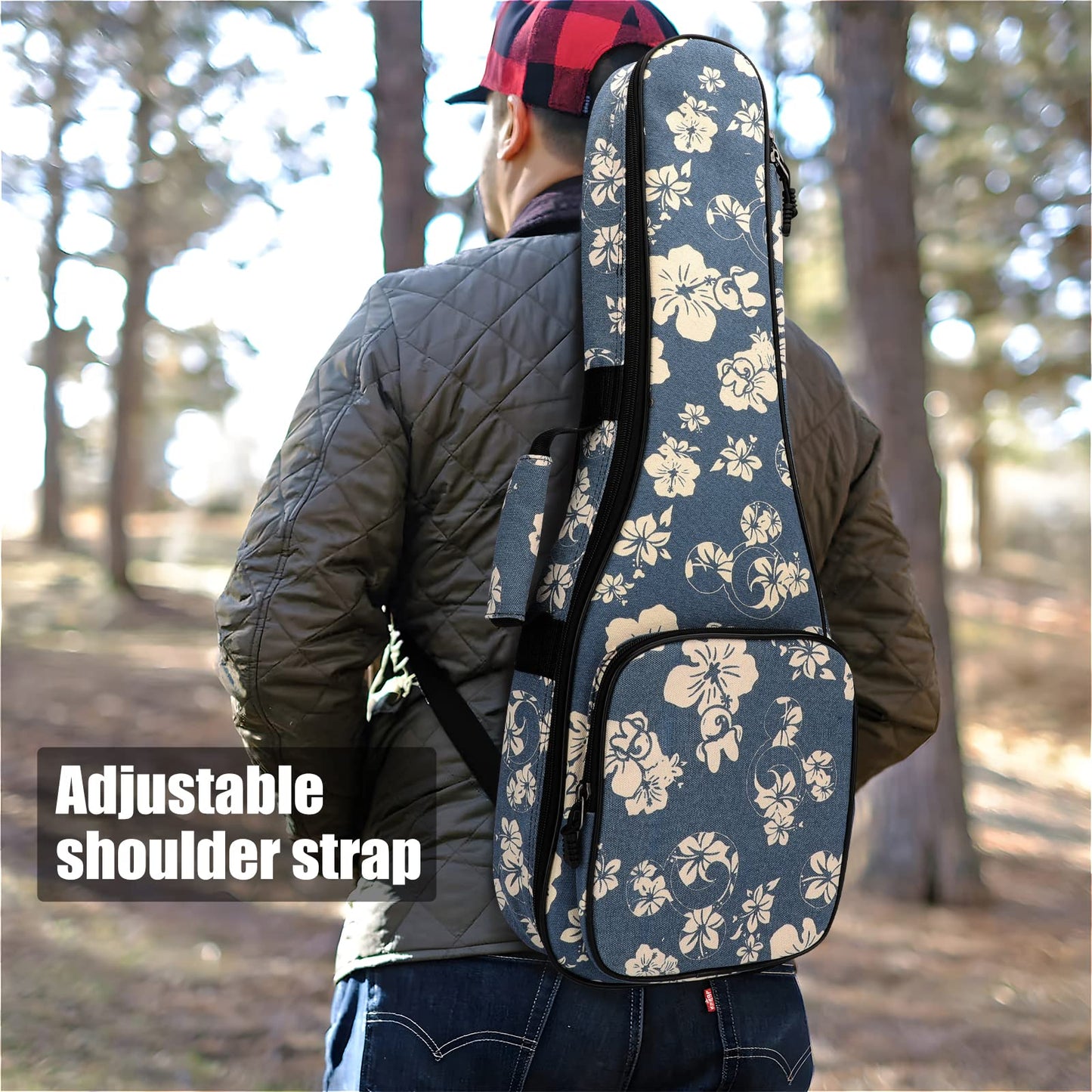 MUINS Ukulele Bag,21 23 26 30 inch Ukelele Case Thicker Pad for Soprano Concert Tenor Uke with Double Adjustable Straps and Handle (Starlit Sky, 23 Inch) (Blue Flower, 26 Inch)