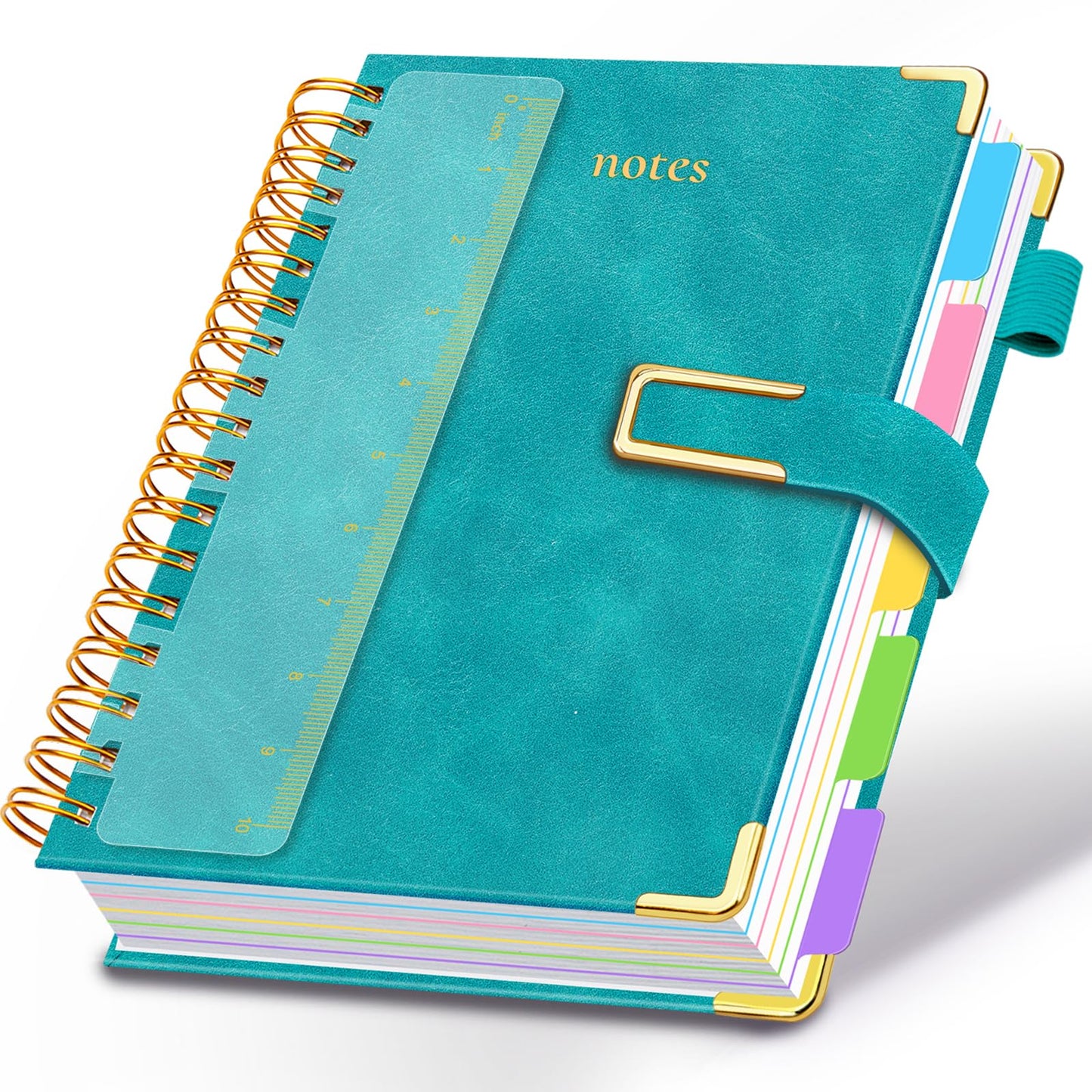 Hardcover Spiral Notebook College Ruled, 8.5"x11" Leather Journal Notebook with Magnetic Closure, 300 Pages 5 Subject Notebook with Dividers Tabs Journal for Women Men, Work, School(Deep Blue)