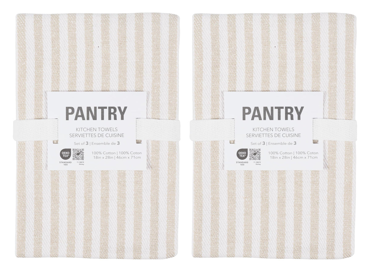 KAF Home Premium Kitchen Towels (18" x 28"), Large 100% Cotton, Flat & Terry Absorbent Dish Towel Set (Beige, 18 x 28-6 Pack)