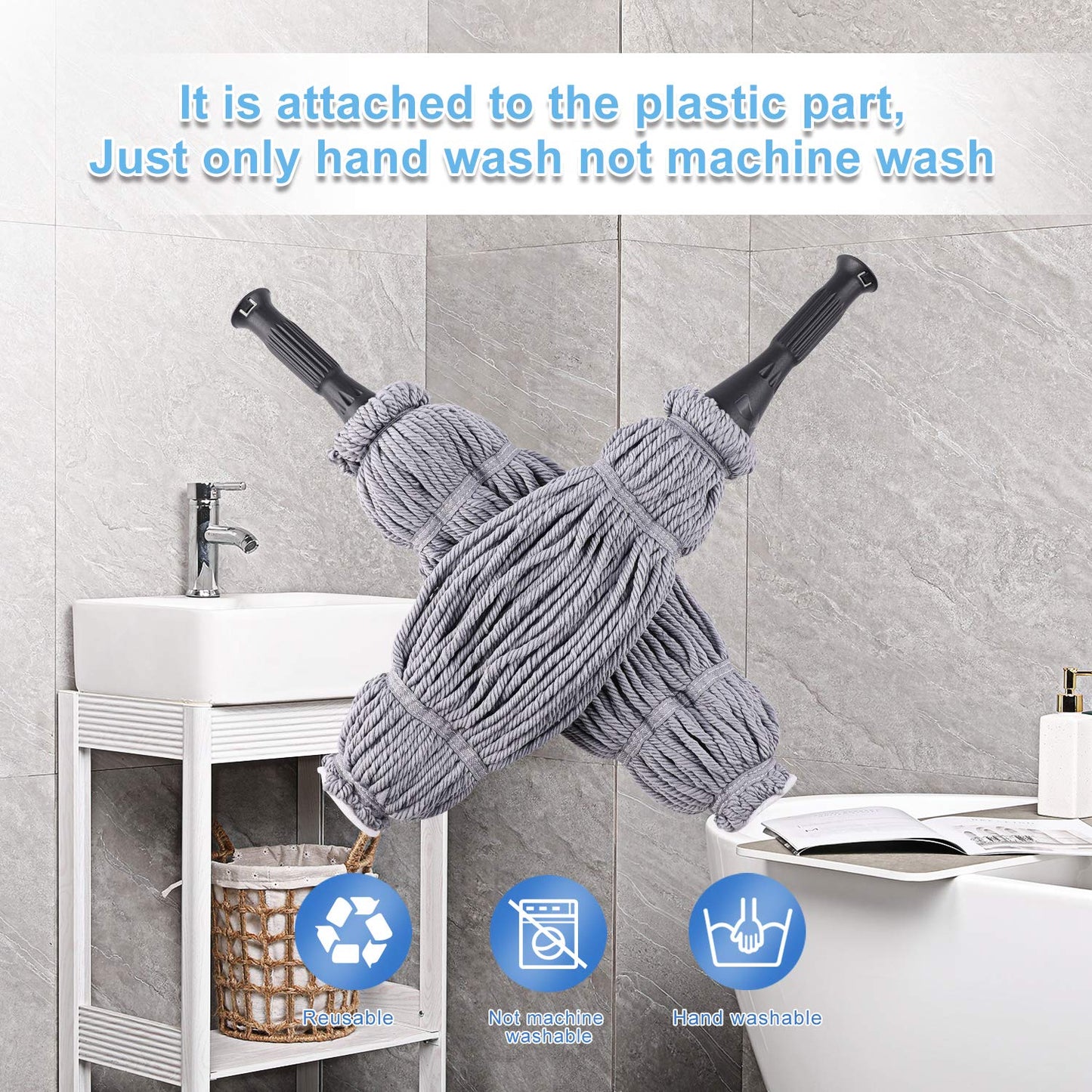 Eyliden Microfiber Twist Mop - Hand Release Washing Mop for Floor Cleaning - Dry&Wet Mops with Wringer, 2 Removable Washable Heads, 57.5inch Long Handle, Scouring Pad (Grey)
