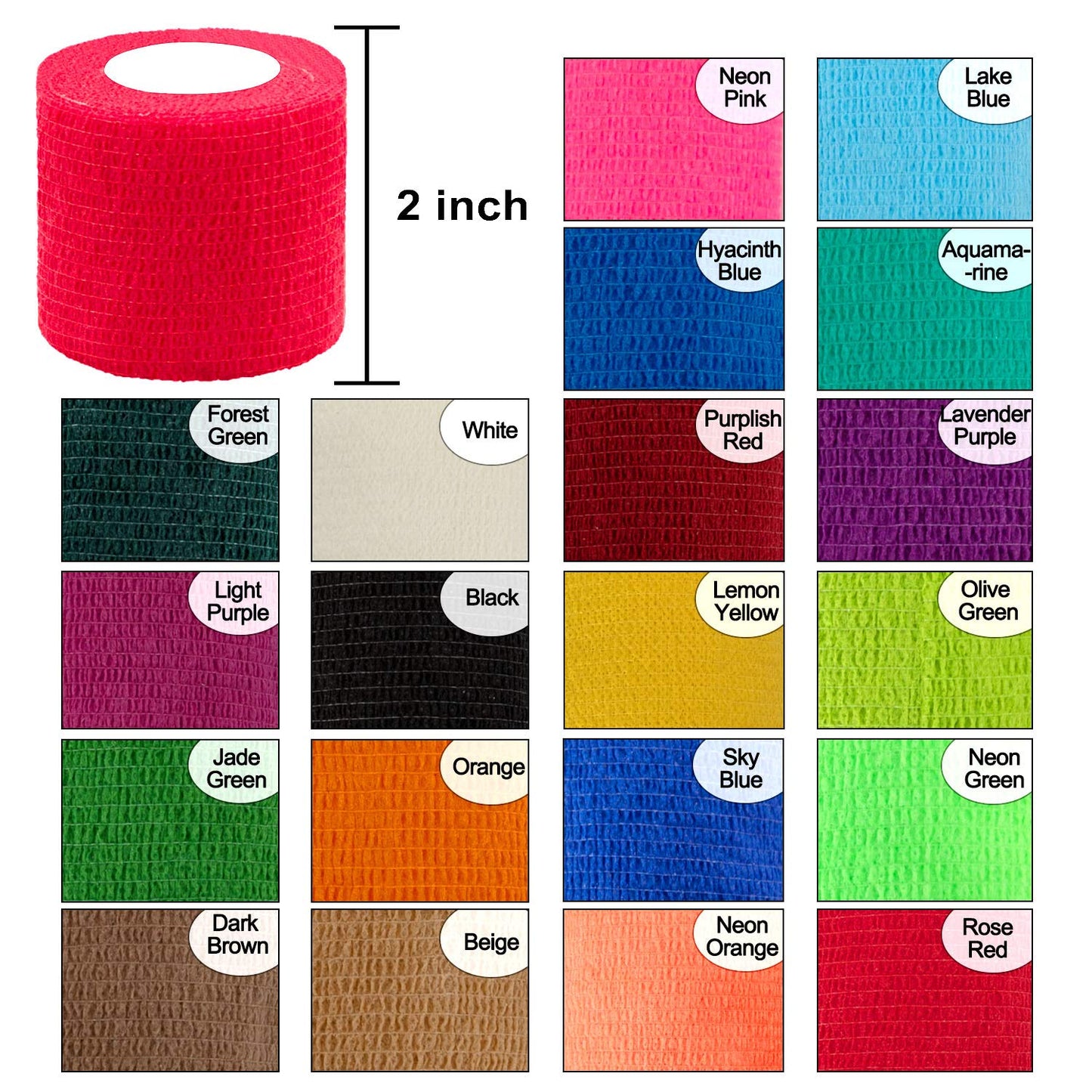 BQTQ 40 Rolls Self Adhesive Bandage 2 Inch Breathable Athletic Tape Stretch Wrap Roll Sports Wrap Tape for Wrist Ankle Swelling Sprains(Rainbow Colors)