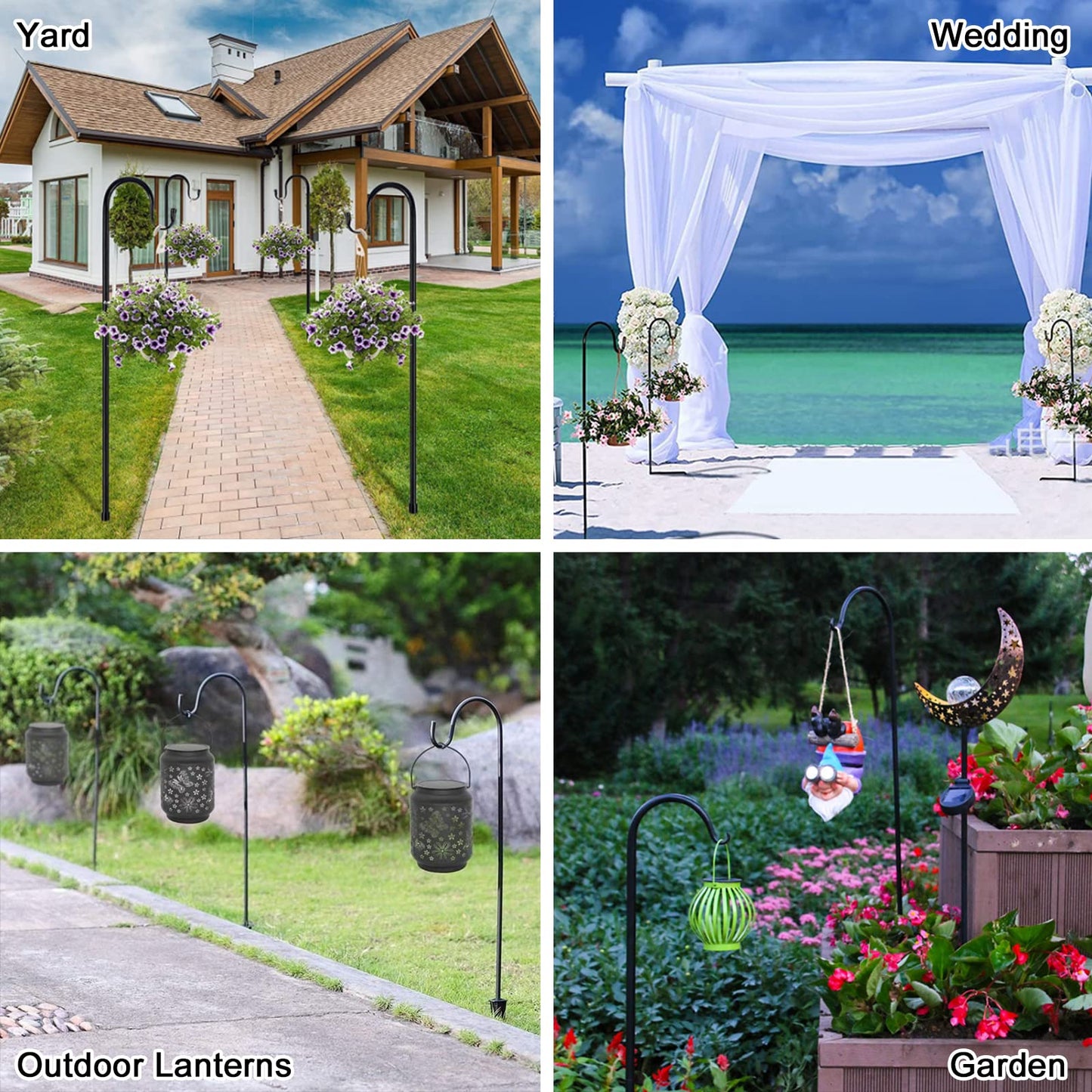 2pk Shepherd Hook 92inch,Garden Bird Feeders Pole with 5 Prong Base,Heavy Duty Metal Shepherd Stand,Bird Feeder Holder for Hanging Birdhouses,Flower Pots,Lanterns,Wedding Decor,Plant Hanger