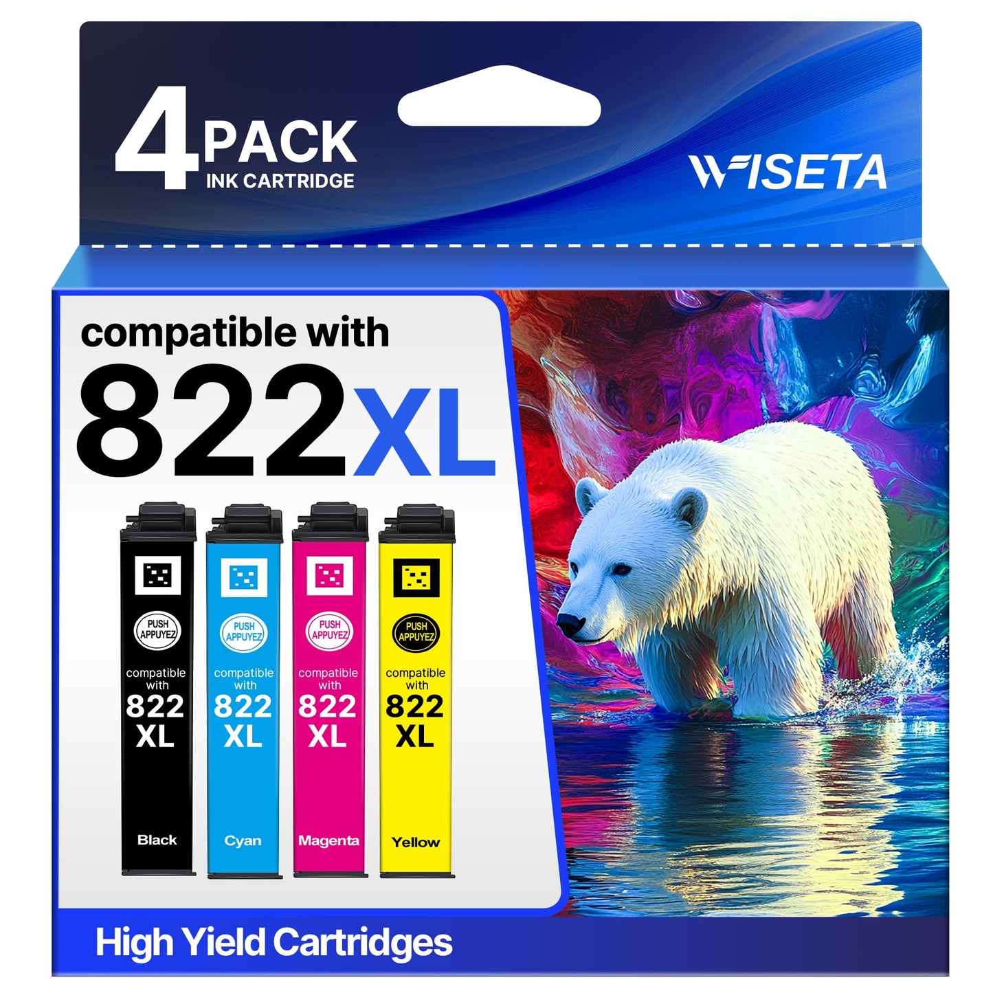 4-Pack Combo Pack Remanufactured for Epson 822 XL Ink Cartridges Latest Upgrade for Epson 822XL Ink Cartridges for Epson 822 T822 T822XL for Workforce Pro WF-3820 4820 4830 4833 4834 Printer(B/C/M/Y)