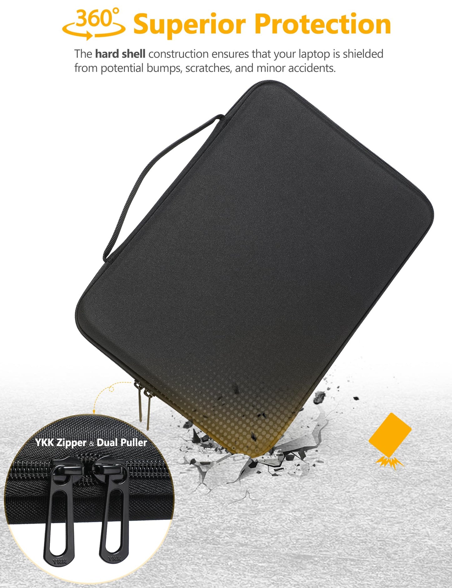 HYZUO 15-16 Inch Hard Shell Case Laptop Sleeve for MacBook Pro 16 M5/M4/M3/M2/M1 Pro/Max A3428 A3429 2026-2019, MacBook Air 15 M5/M4/M3/M2 2026-2023, 15" Surface Laptop, Razer Blade 15, Black