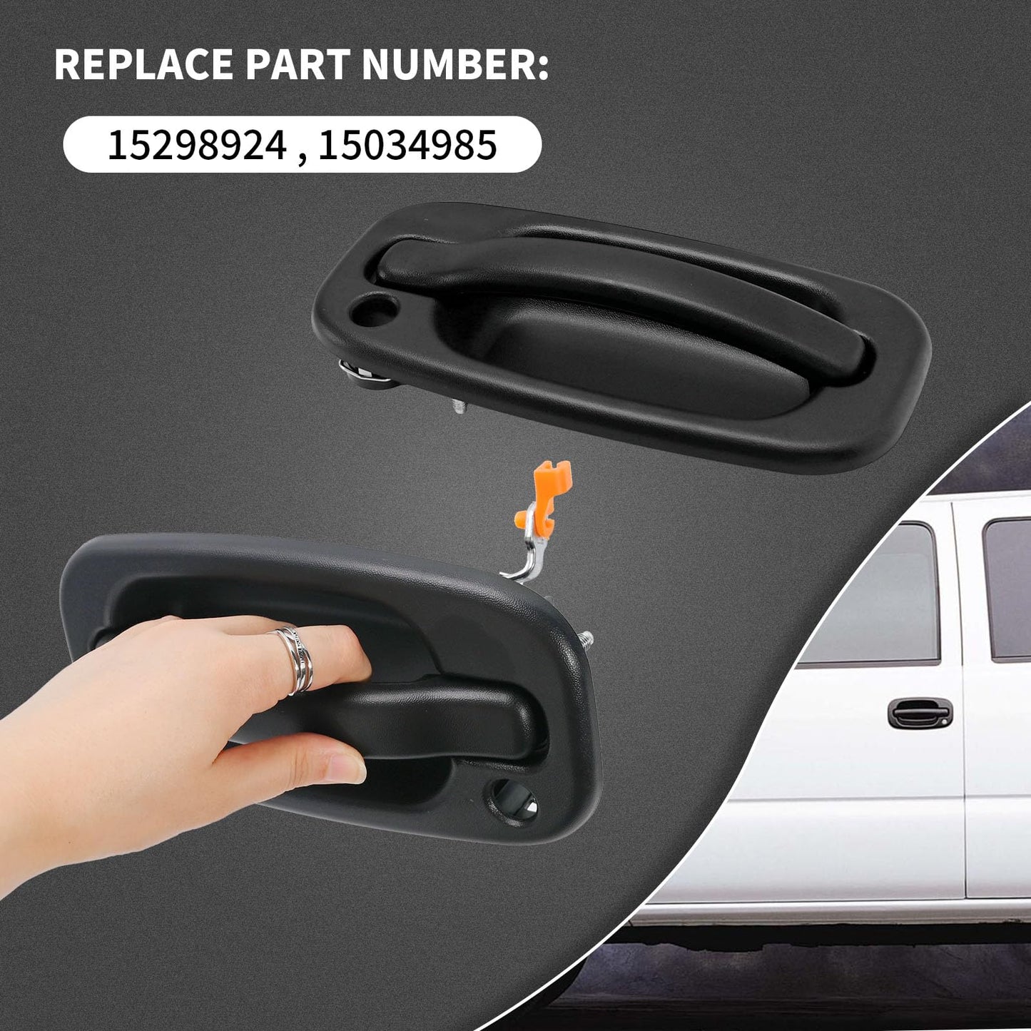 Vkinman 15034985 15034986 Exterior Door Handle and Door Lock Cylinder Kit Replacement for Chevy Silverado Suburban Tahoe, Replacement for GMC Sierra 1999-2006 (Black)