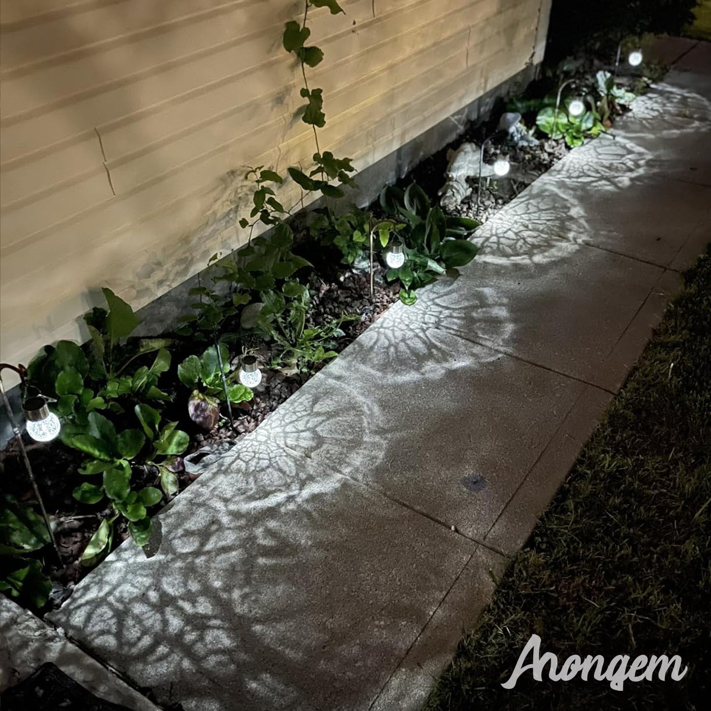 Ahongem Solar Hanging Lights Outdoor: 12 Cracked Glass Ball Lanterns with Clip - Waterproof LED White Lighting for Tree Fence Garden Art Decor - Gardening DIY Gift for Homeowner Over 30