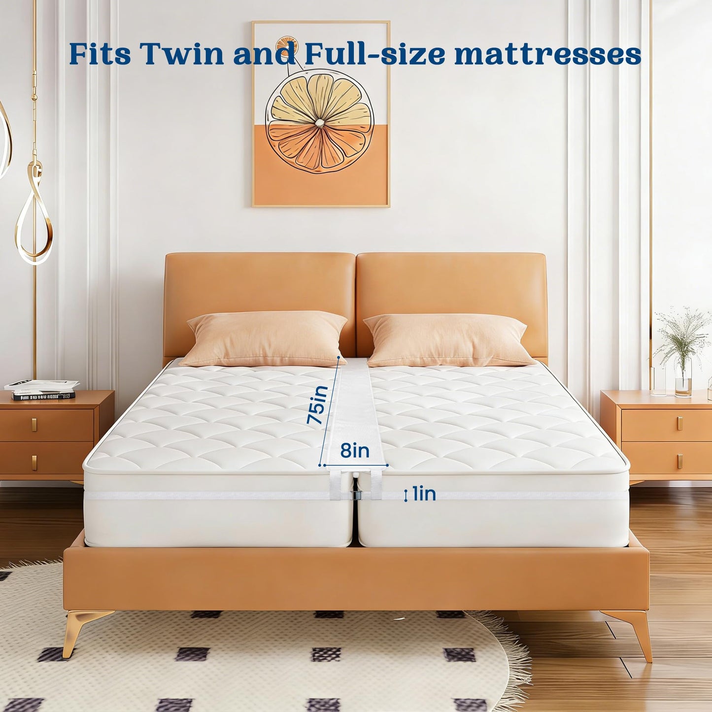 FeelAtHome Twin to King Bed Converter Kit - Bed Bridge - Twin XL Connector to King Maker - Mattress Bridge - Conversion Kit (8" Class)