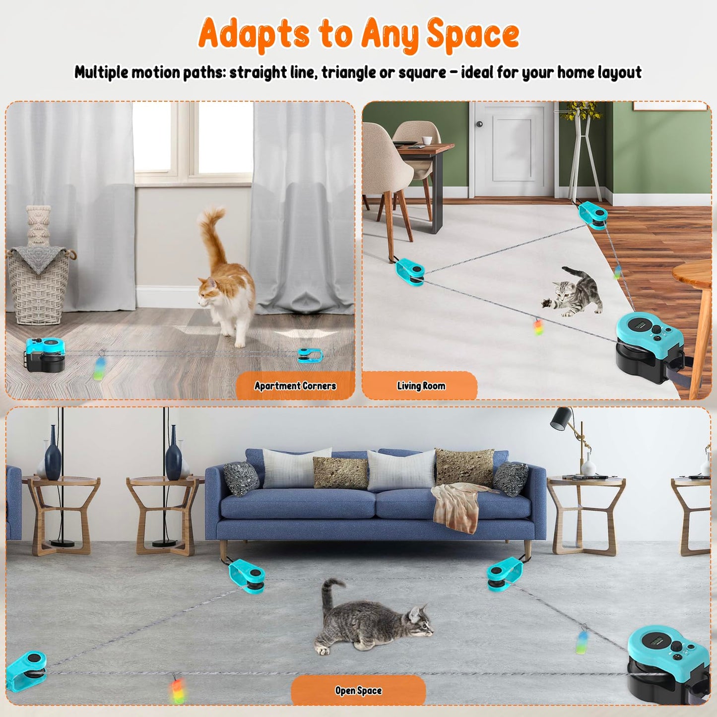 Homegroove Interactive Cat Toys for Indoor Cats, Auto/Remote Control DIY Cat Mouse Hunting Treadmill, Adjustable Speed Cat Chase Toy for Fitness, Playtime & Energy Release (Blue)