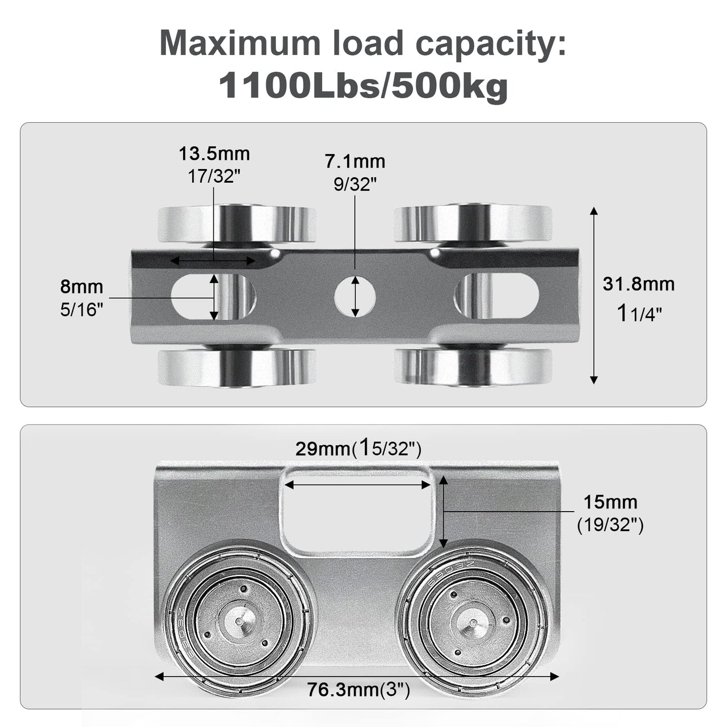 Trolley Assembly,Upgraded Load and Stable 4 Wheel Light Duty for Use with All 1-5/8" or Taller Strut Channel(Pack of 4)……