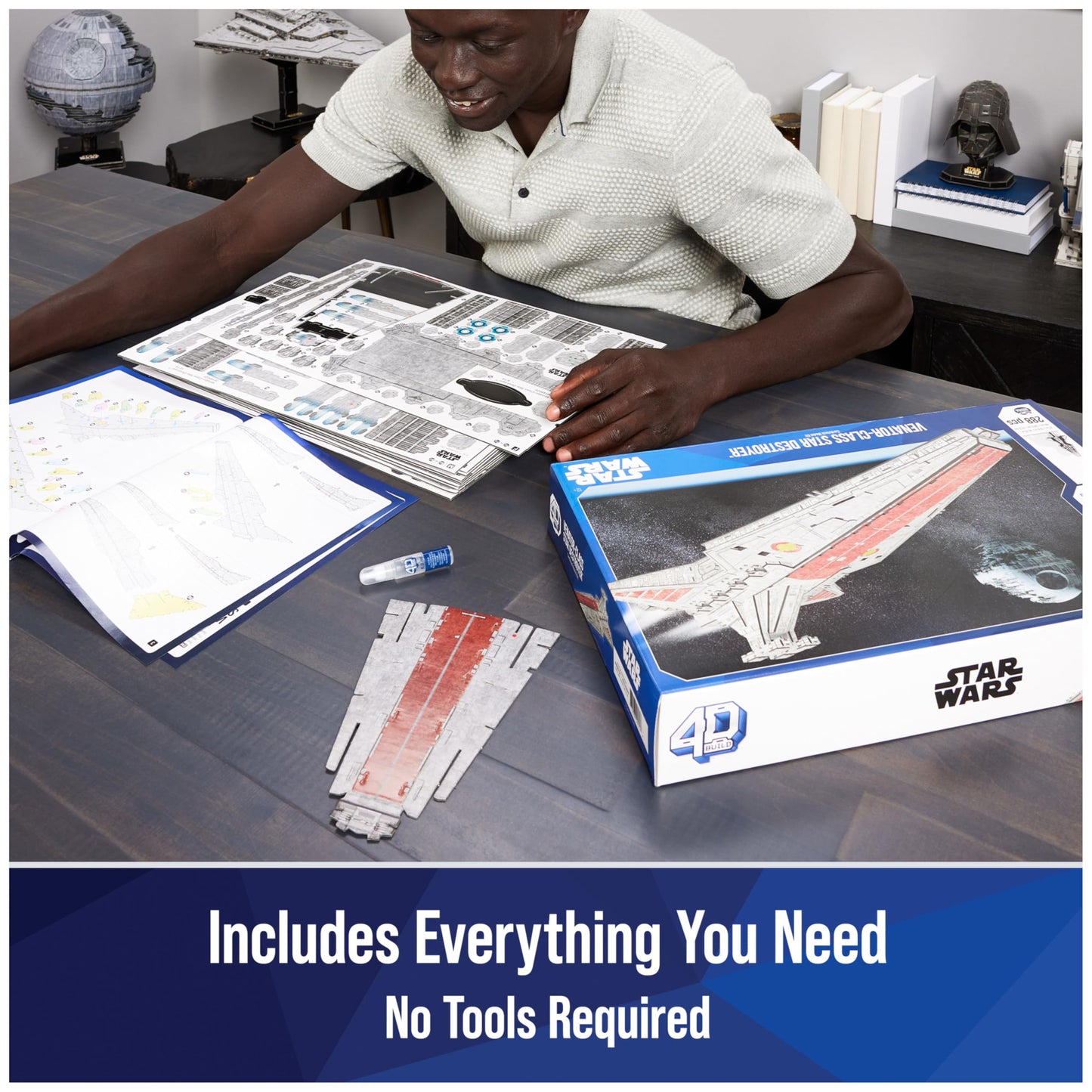 4D Build Star Wars Deluxe Venator-Class Star Destroyer 3D Model Kit, Star Wars Collectibles & Desk Decor, Adult Puzzle, Building Toys, 288 Pieces, 3D Puzzles, Gift Ideas for Ages 12 & Up