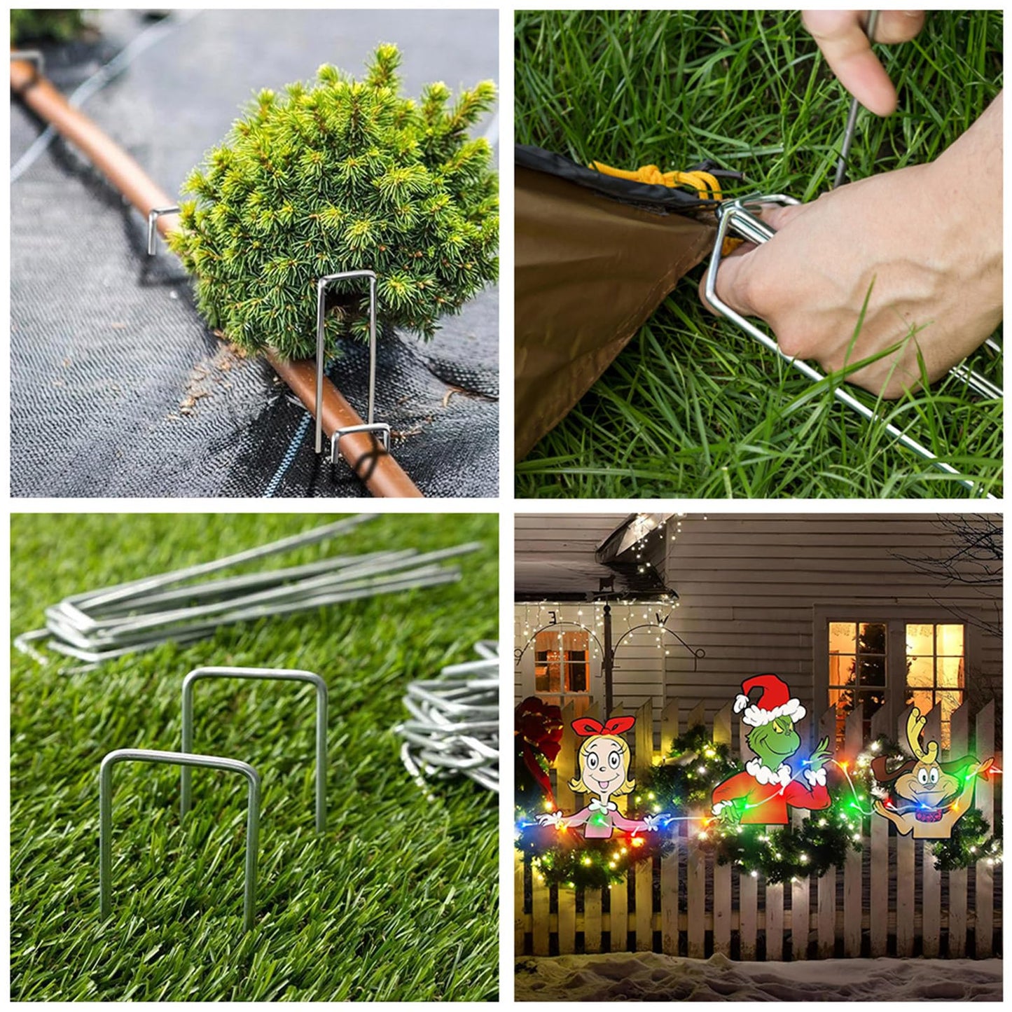 200 Pack Landscape Staples 6 Inch Heavy Duty Garden Stakes Galvanized Garden Staples Pins, Anti-Rust Ground Stakes for Weed Barrier, Irrigation Tubing, Yard Lawn, Landscape Fabric