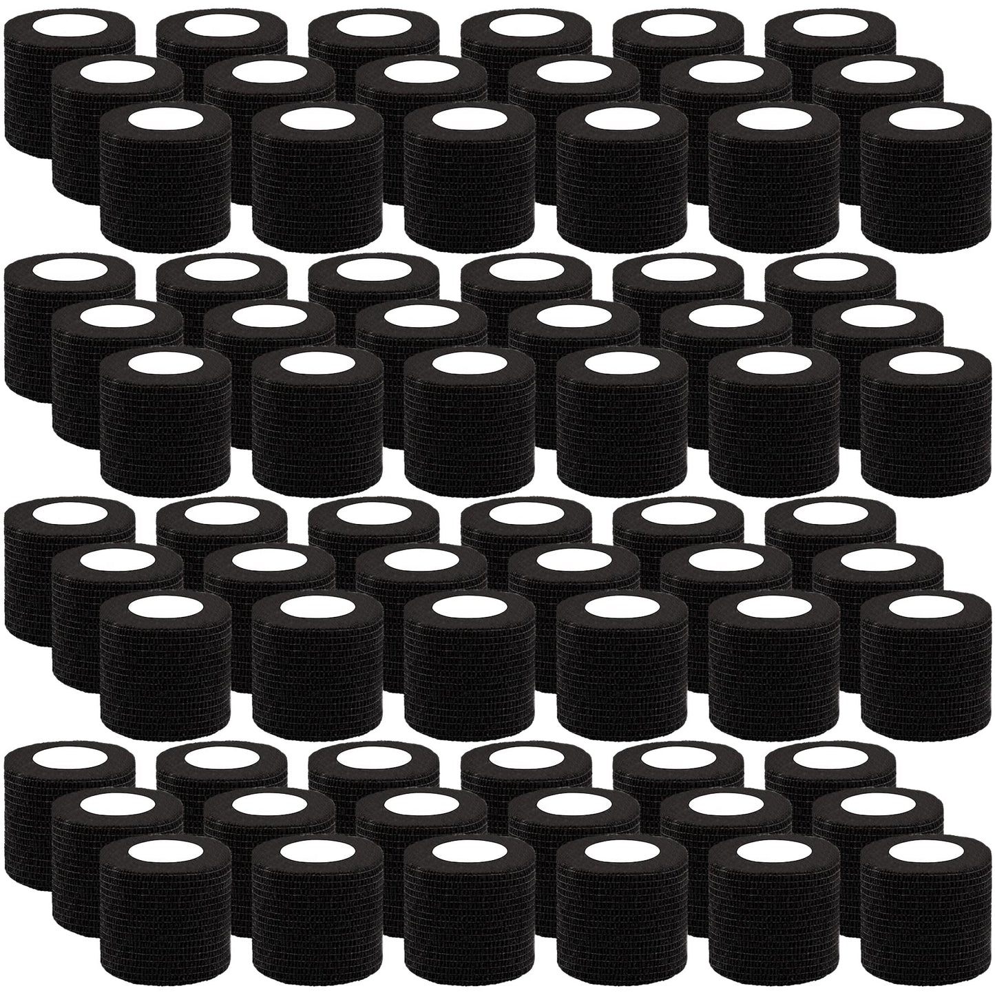BQTQ 72 Rolls Self Adherent Bandage Cohesive Wrap Athletic Tape 2" x 5 Yards Breathable Stretch Wrap Sports wrap Cohesive Bandage Tape Roll for Ankle Sprains & Swelling,Human, Animals(Black Color)