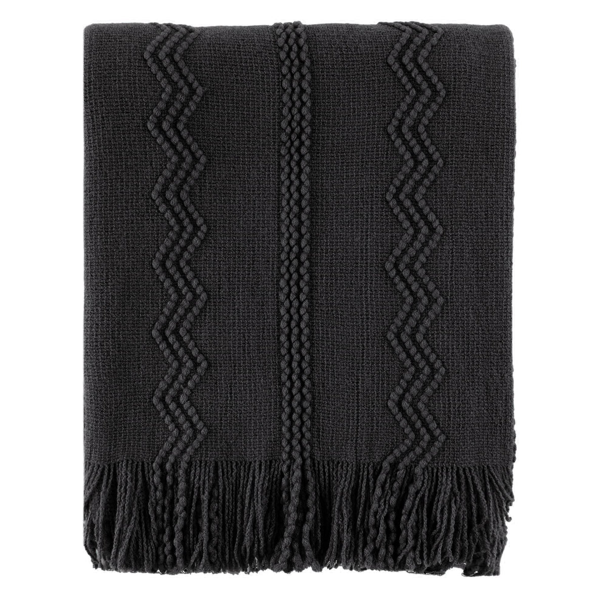 BATTILO HOME Black Throw Blanket Geometric Pattern Decorative Indoor Outdoor Lightweight Throws for Sofa Couch Chair Home Decor 50"x60"